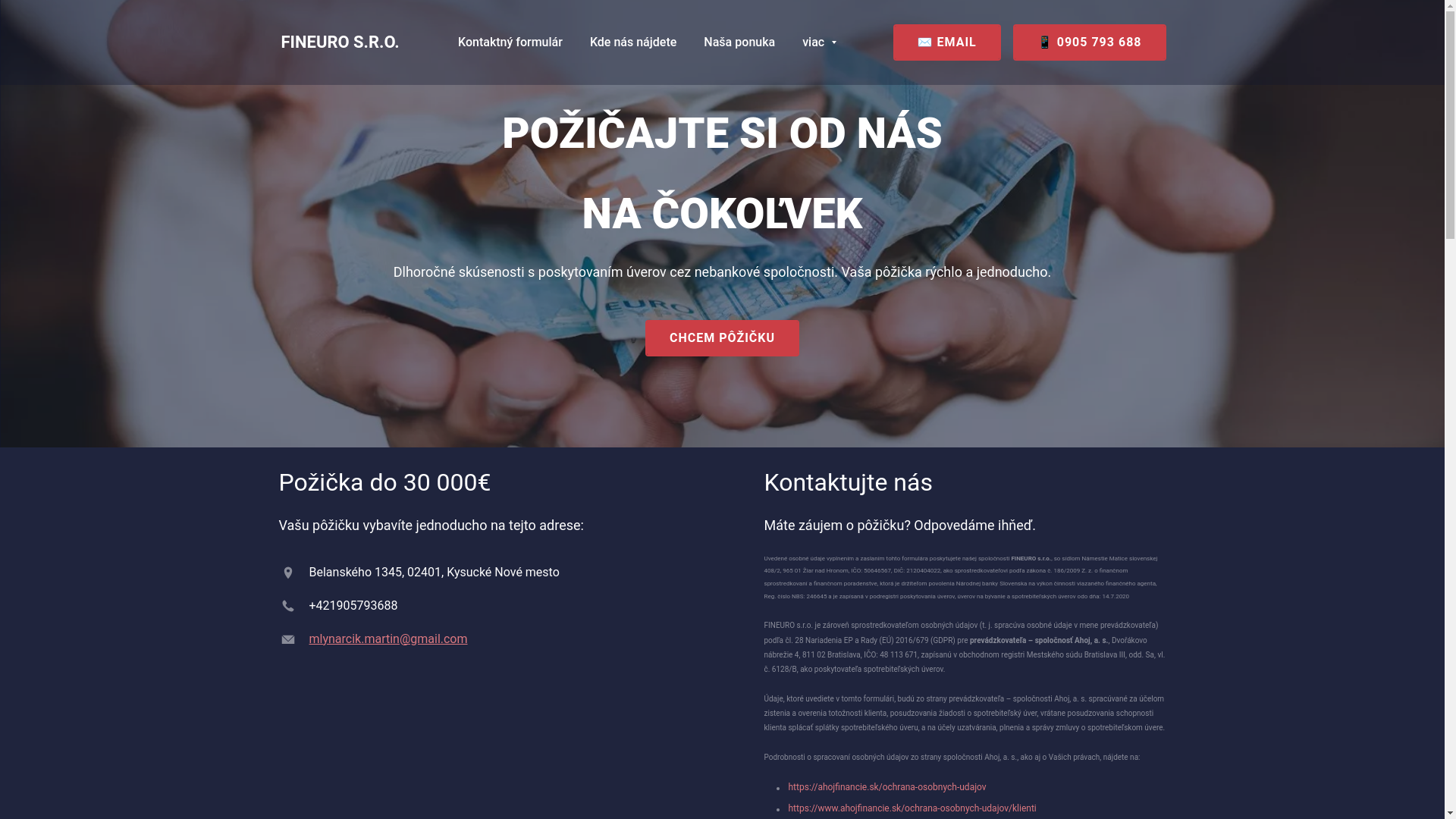 website screenshot of https://uverhned.sk/