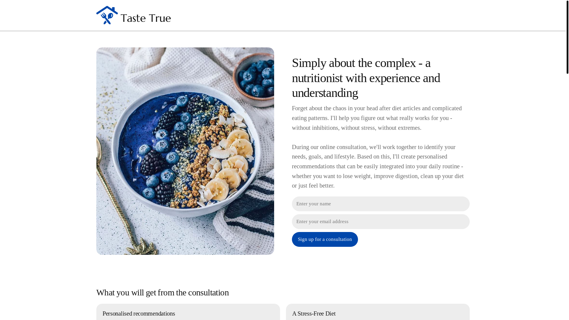 website screenshot of https://tastetruelife.info/