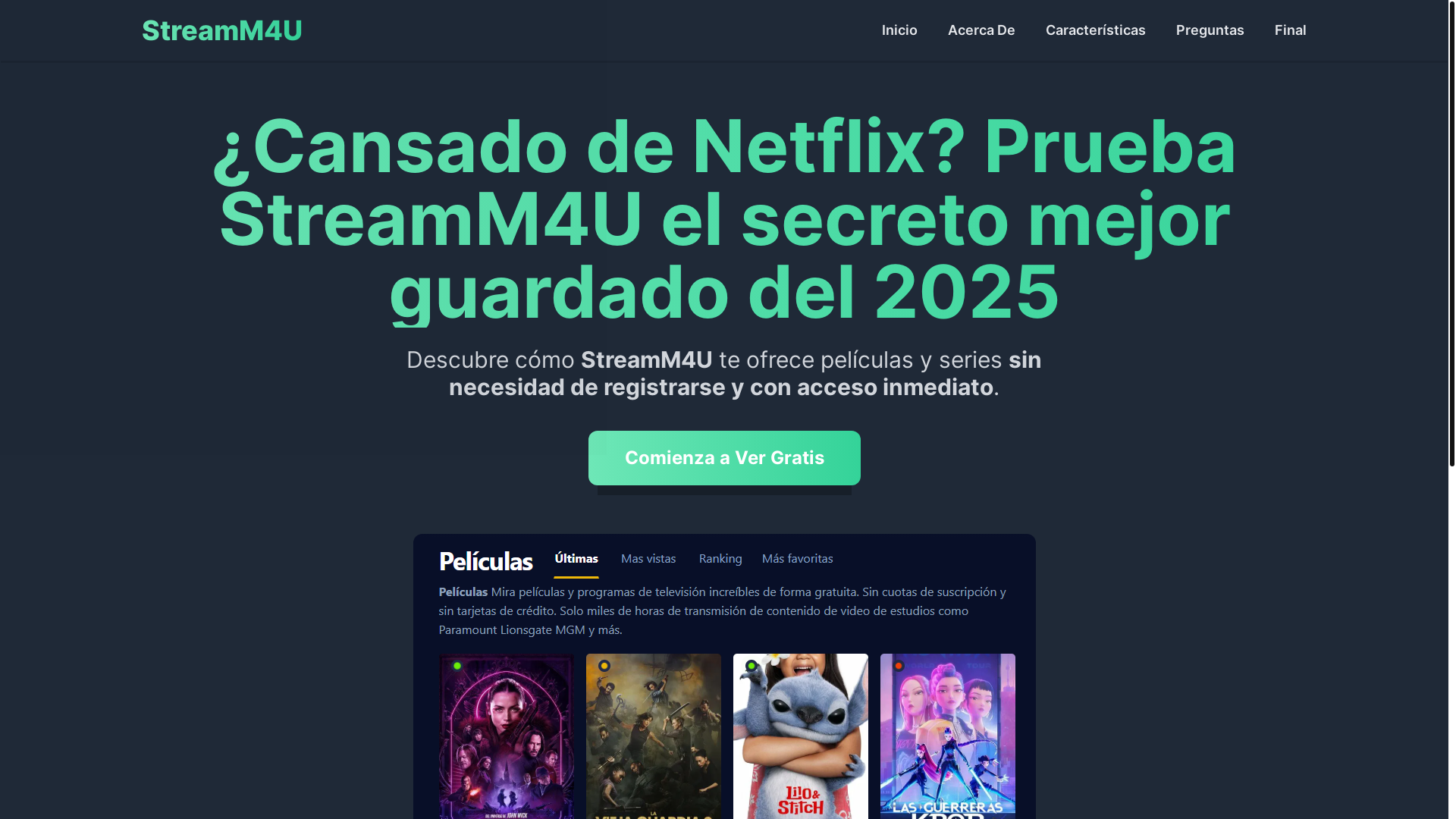 website screenshot of https://stream4u-ekdk.pages.dev/