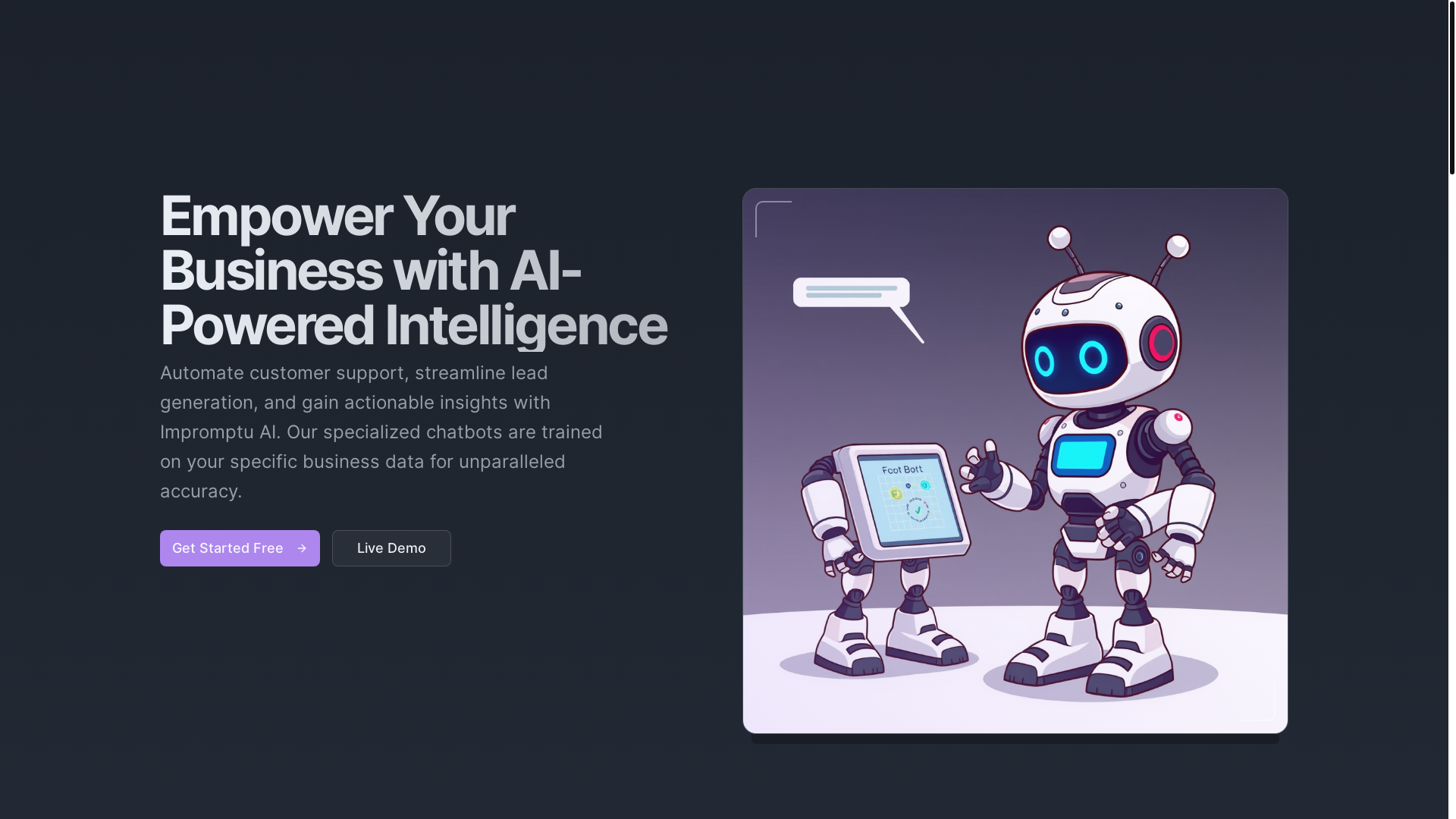 website screenshot of https://impromptuchat.com/
