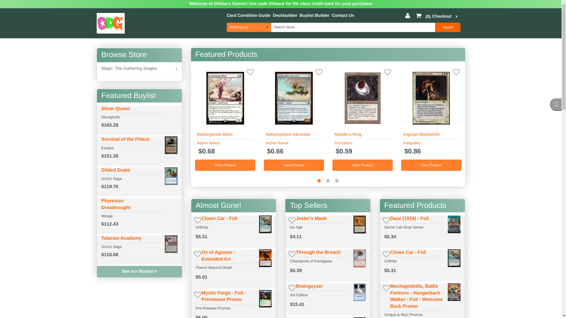 website screenshot of https://ohdeesgames.com/
