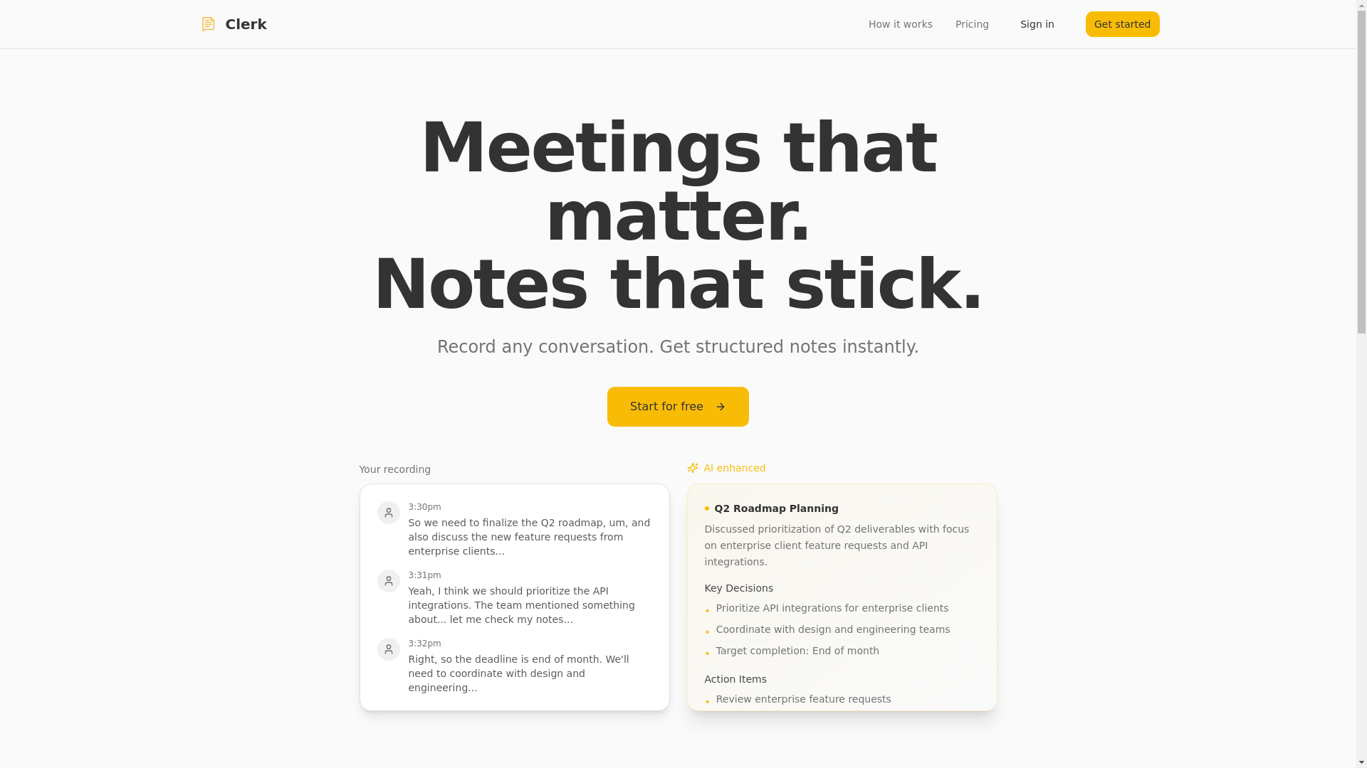 website screenshot of https://clerkscribe.com/