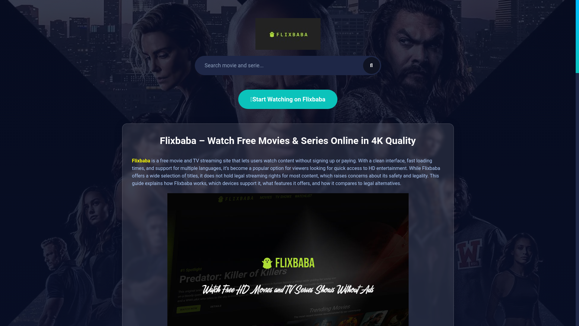 website screenshot of https://flixbaba-t3.pages.dev/