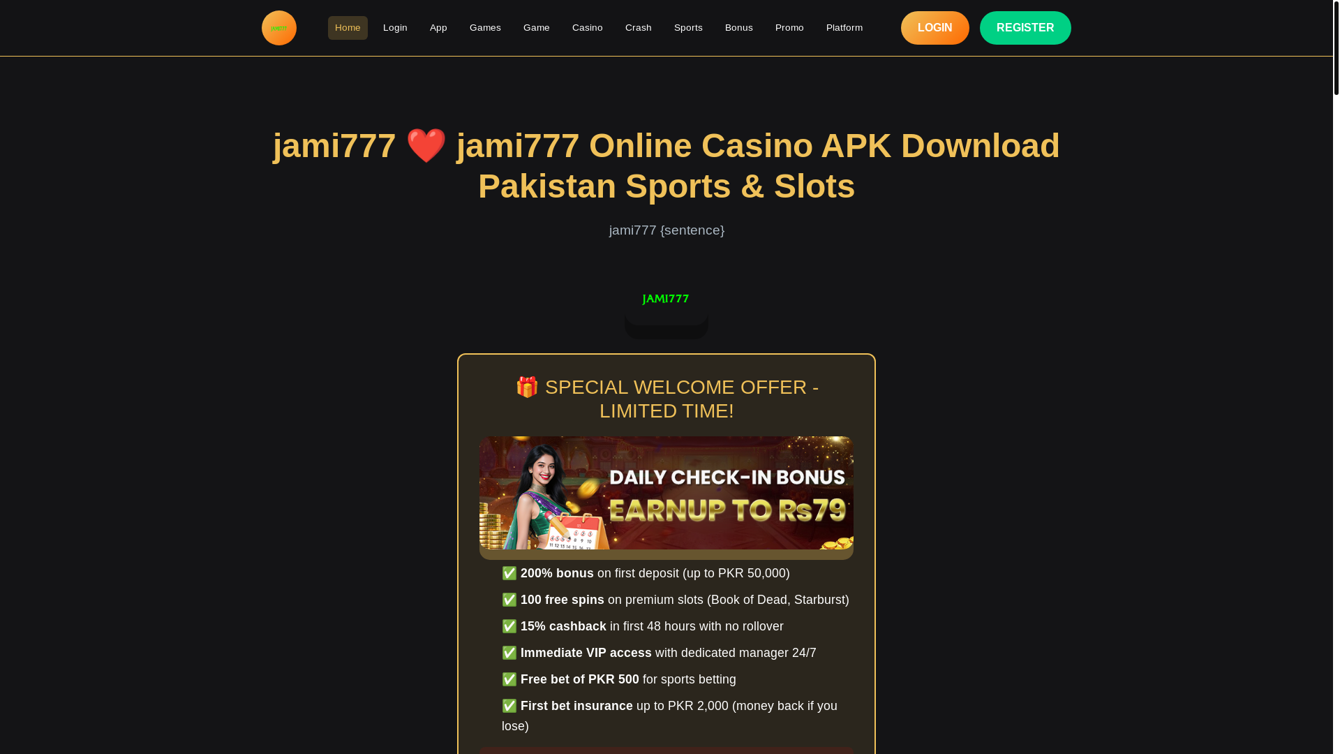 website screenshot of https://jami777-bet.com/