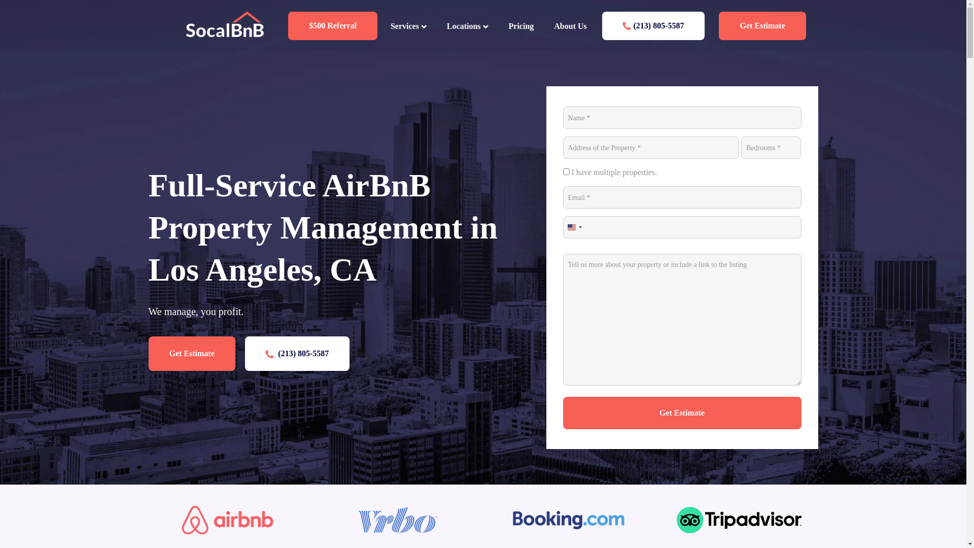 website screenshot of https://socalbnb.net/
