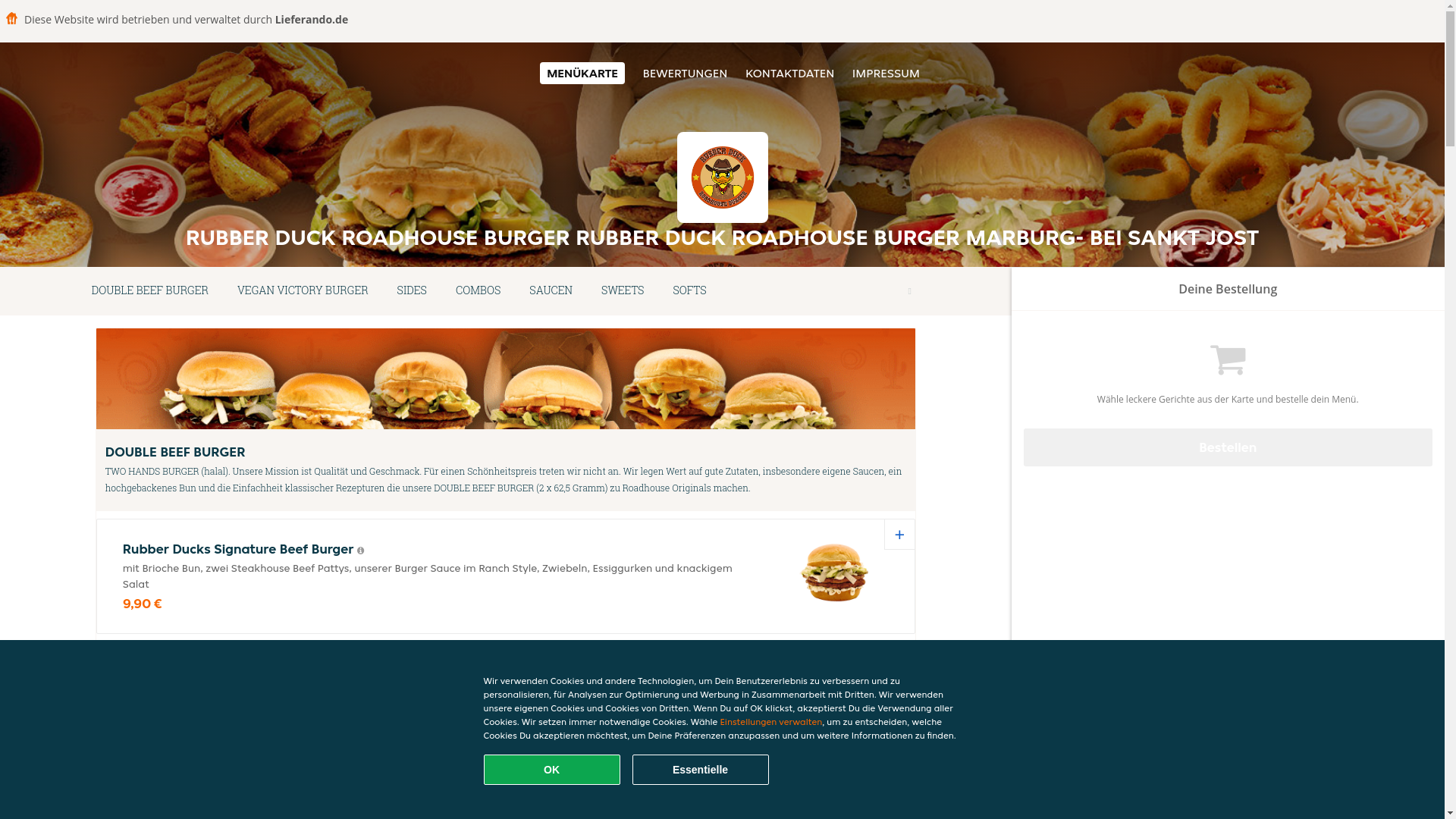 website screenshot of https://rubberduckroadhouseburger-marburg.de/
