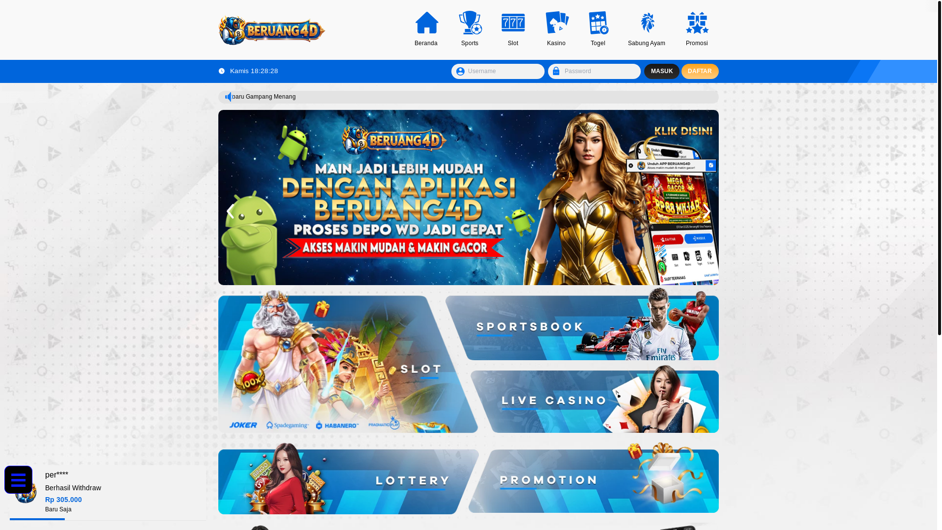 website screenshot of https://beruang4dss.live/