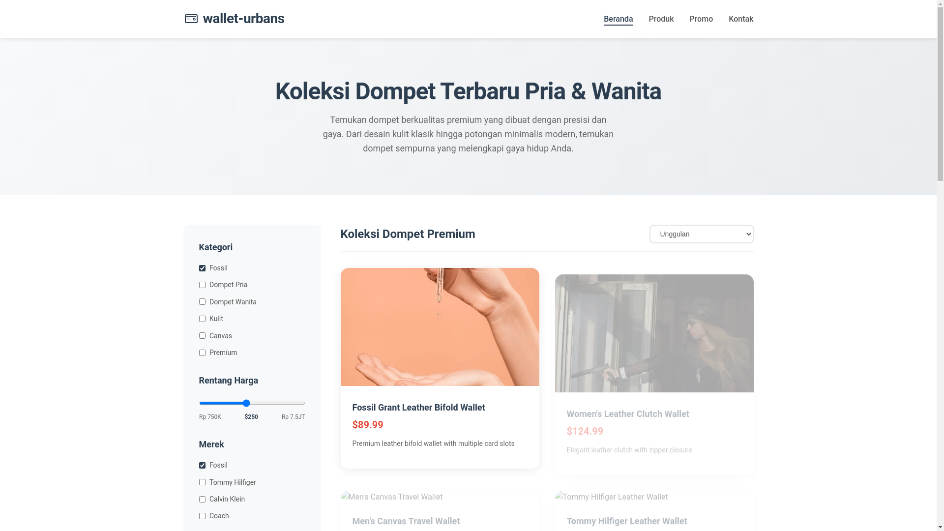 website screenshot of https://dompetkekinian.store/