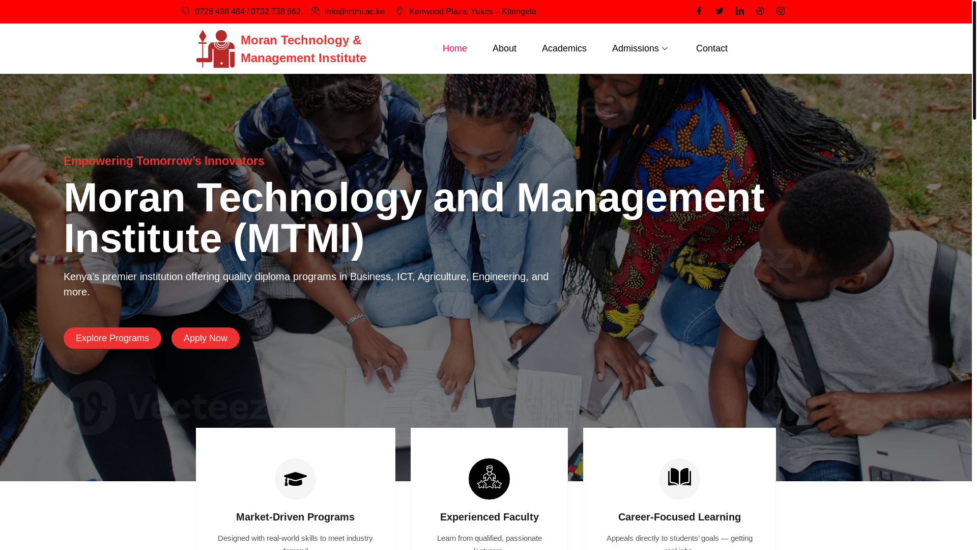 website screenshot of https://morantechnologyinstitute.co.ke/