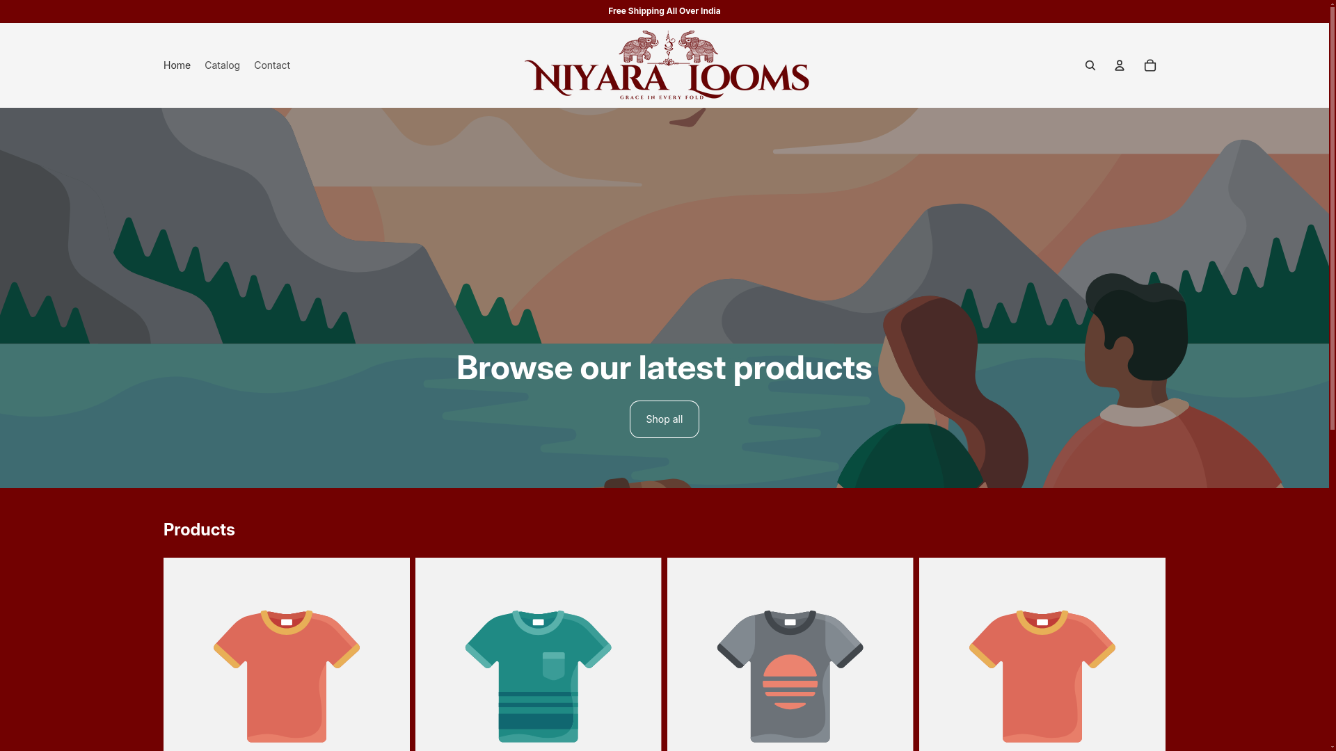 website screenshot of https://niyaralooms.in/