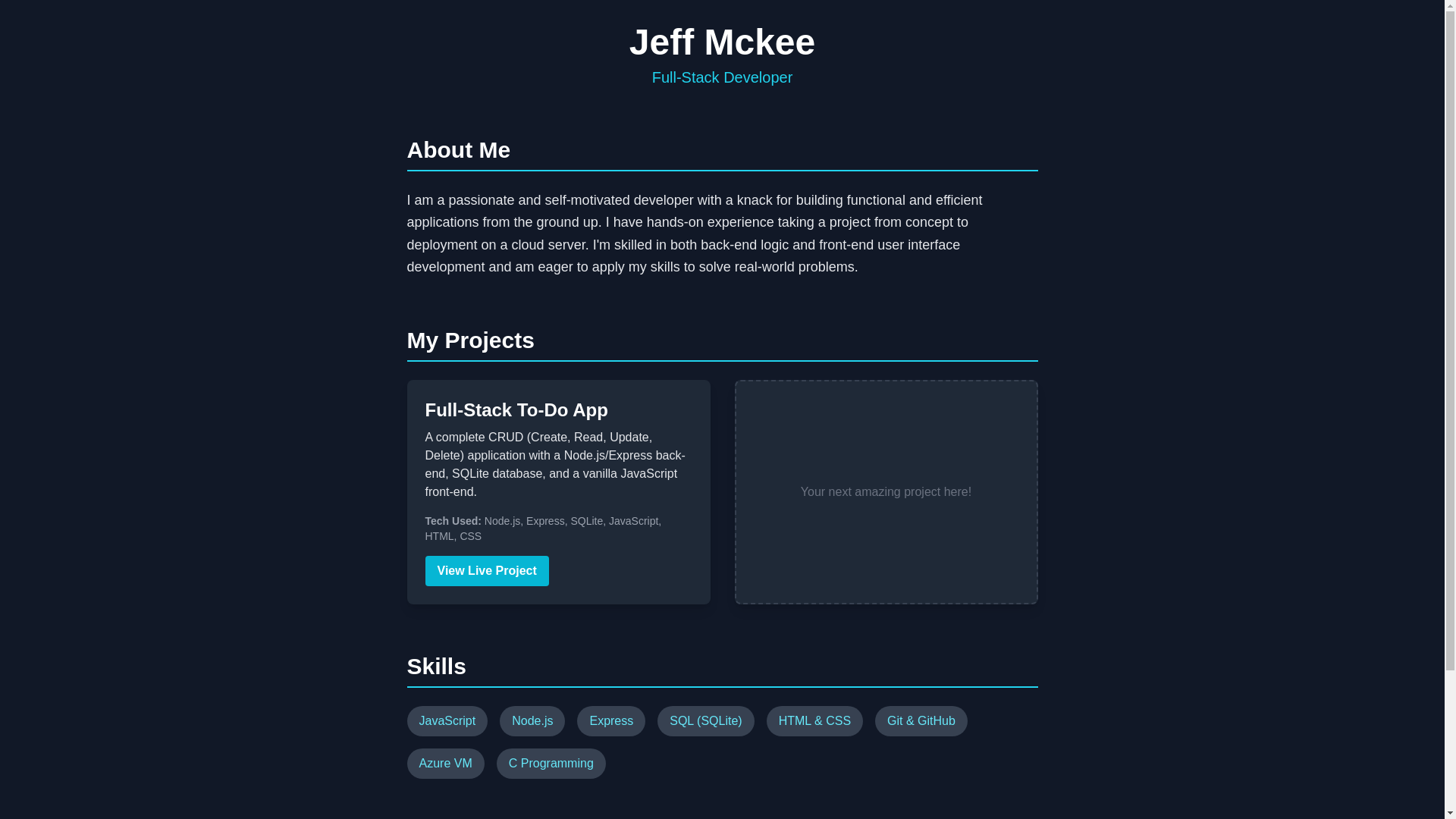 website screenshot of https://jeffmckee.ca/