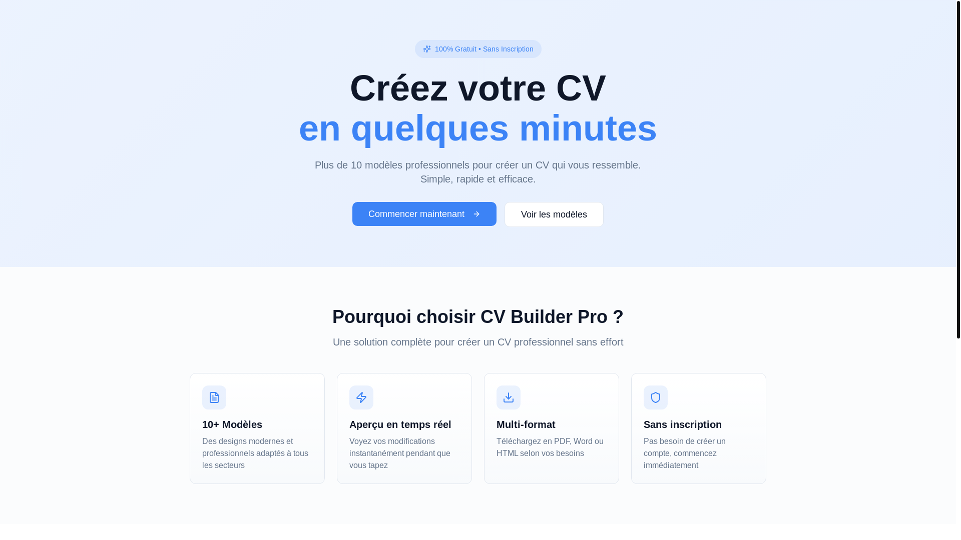website screenshot of https://cvfacile.pages.dev/