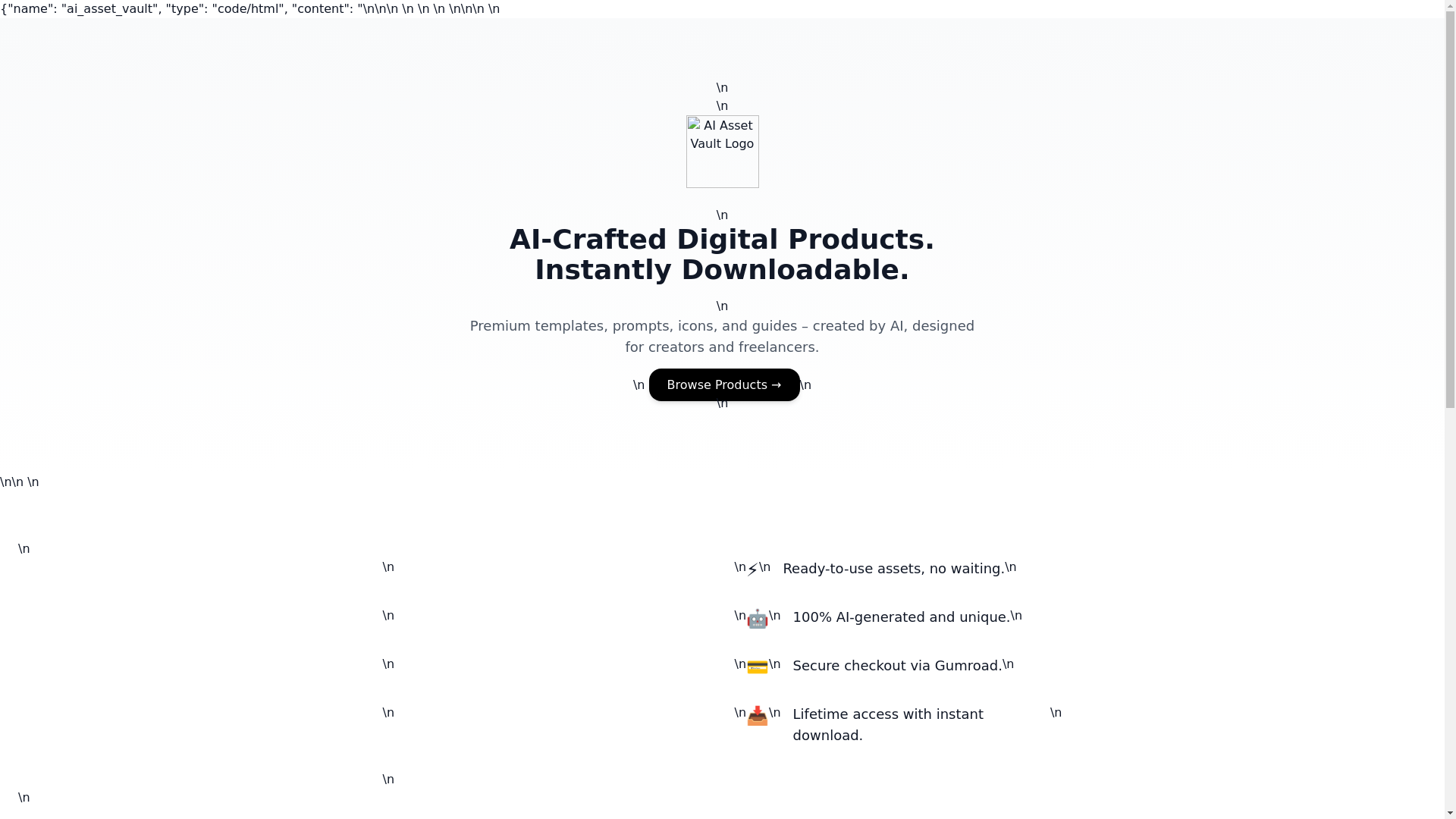 website screenshot of https://aiassetvault.pages.dev/