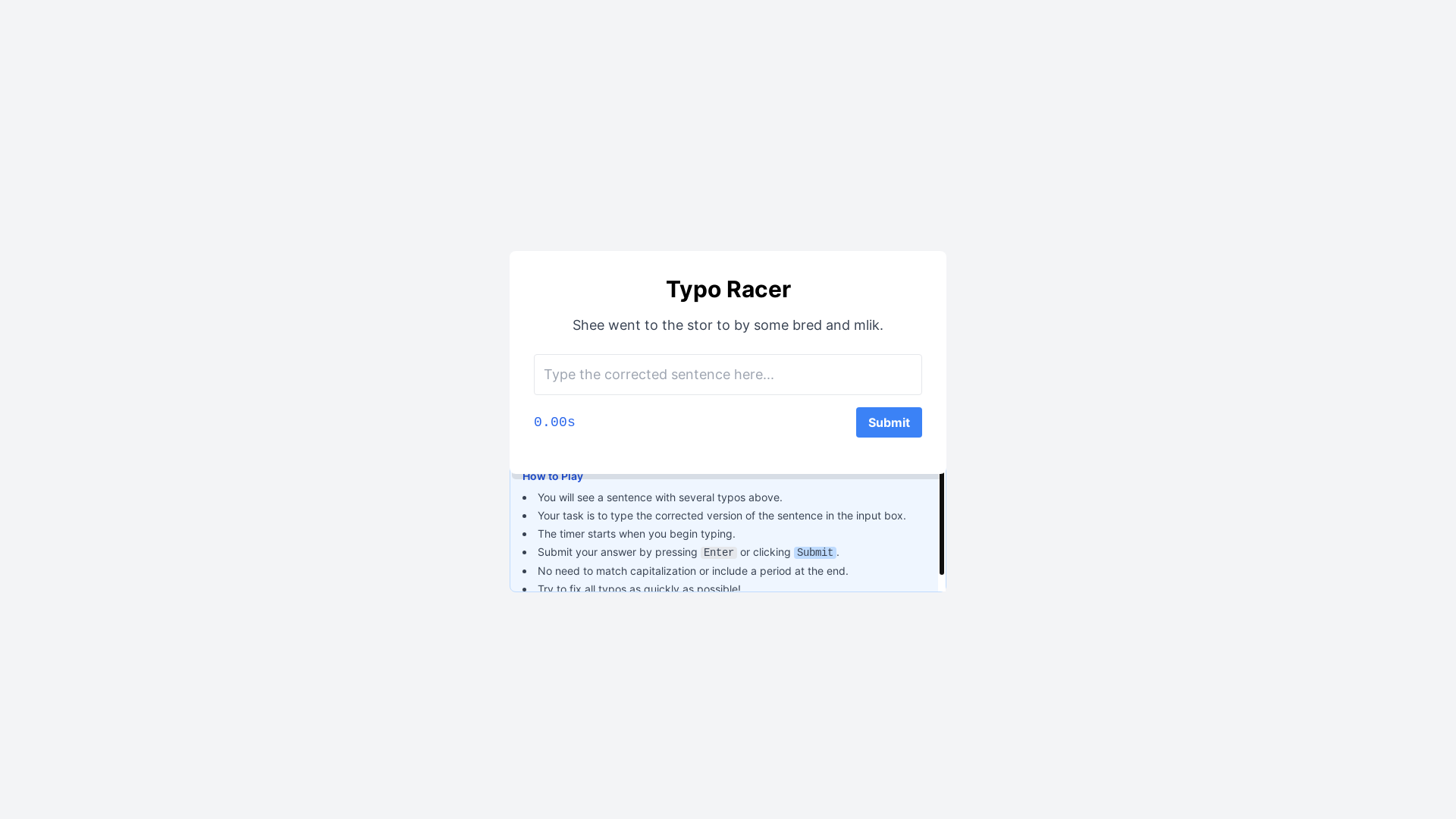 website screenshot of https://typoracer.com/