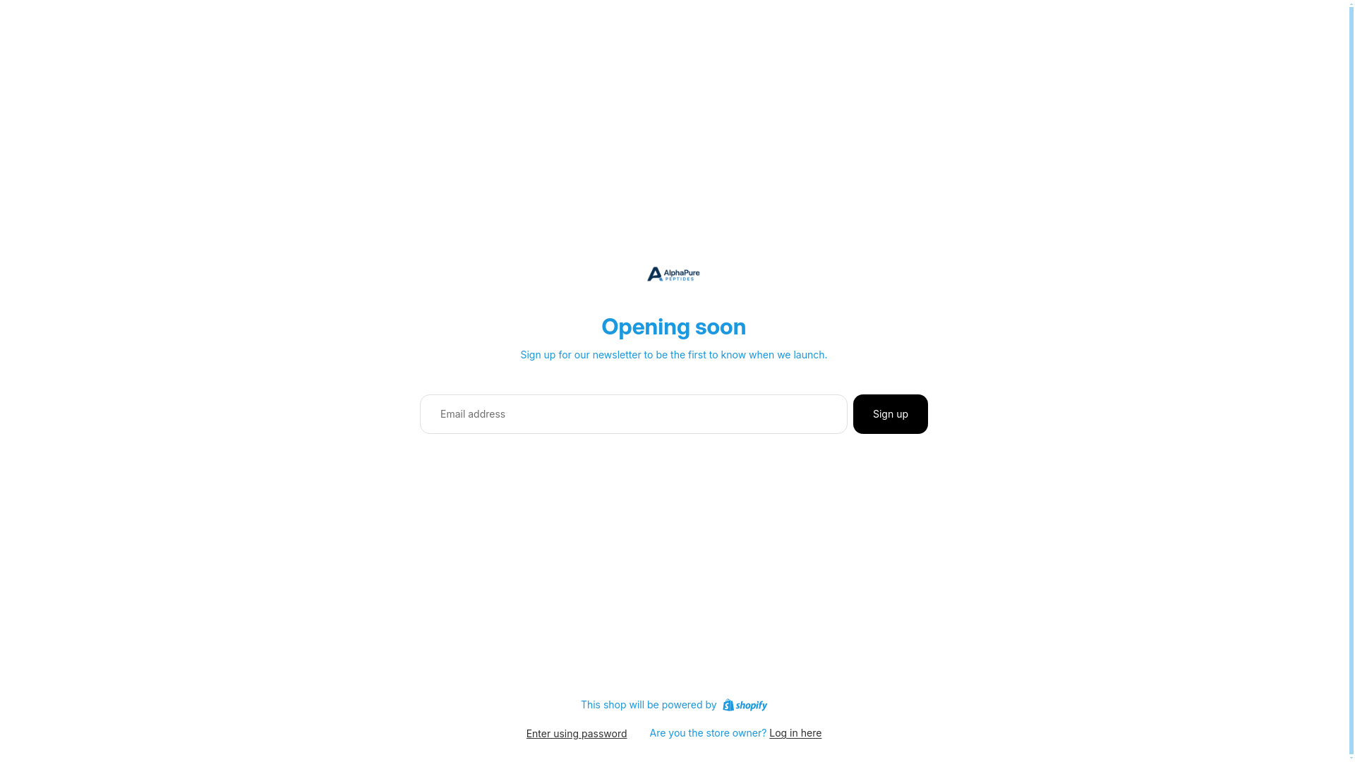 website screenshot of https://alphapurepeptides.com/