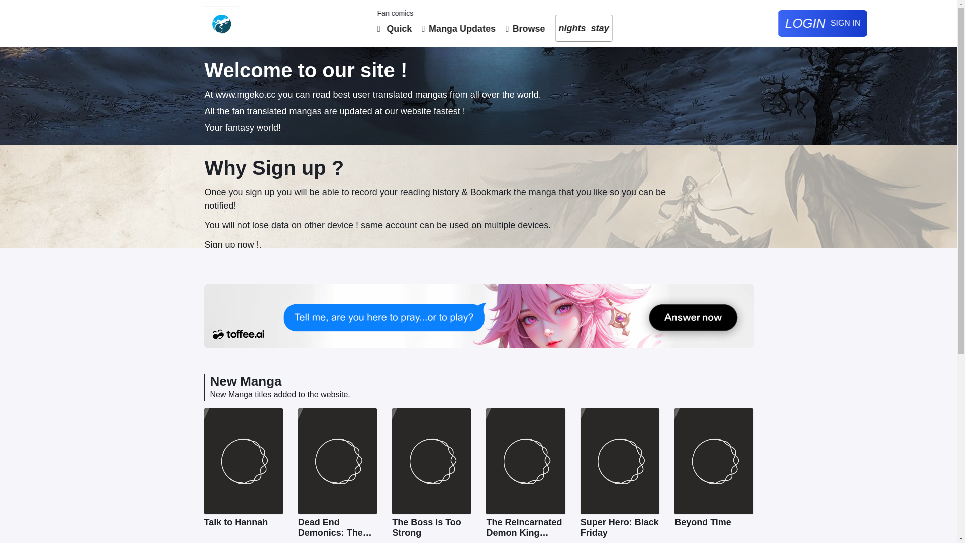 website screenshot of https://www.mgeko.cc/