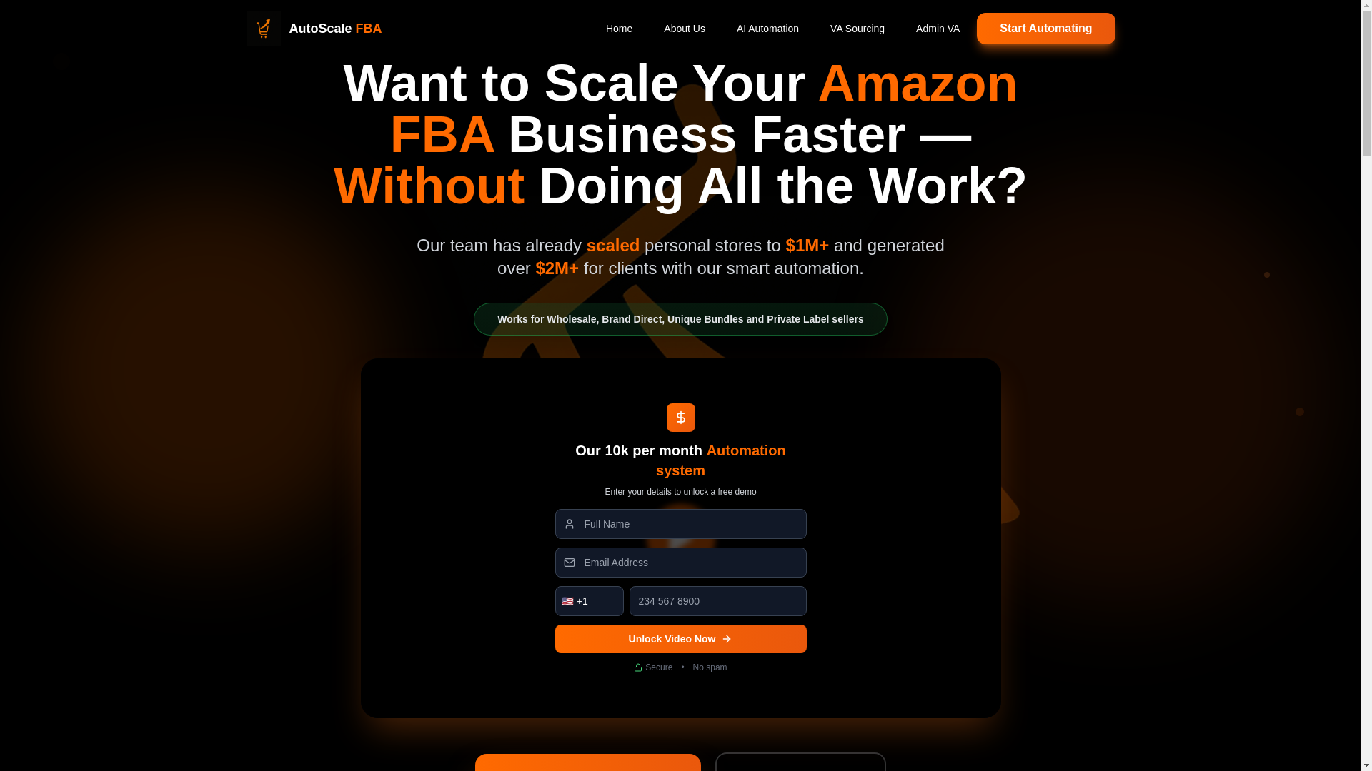website screenshot of https://autoscalefba.store/
