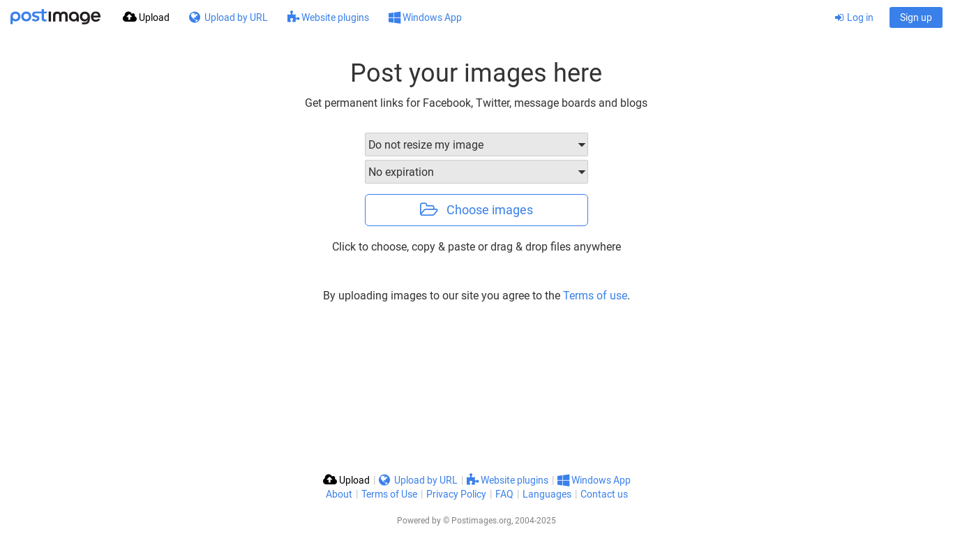 website screenshot of https://postimgs.org
