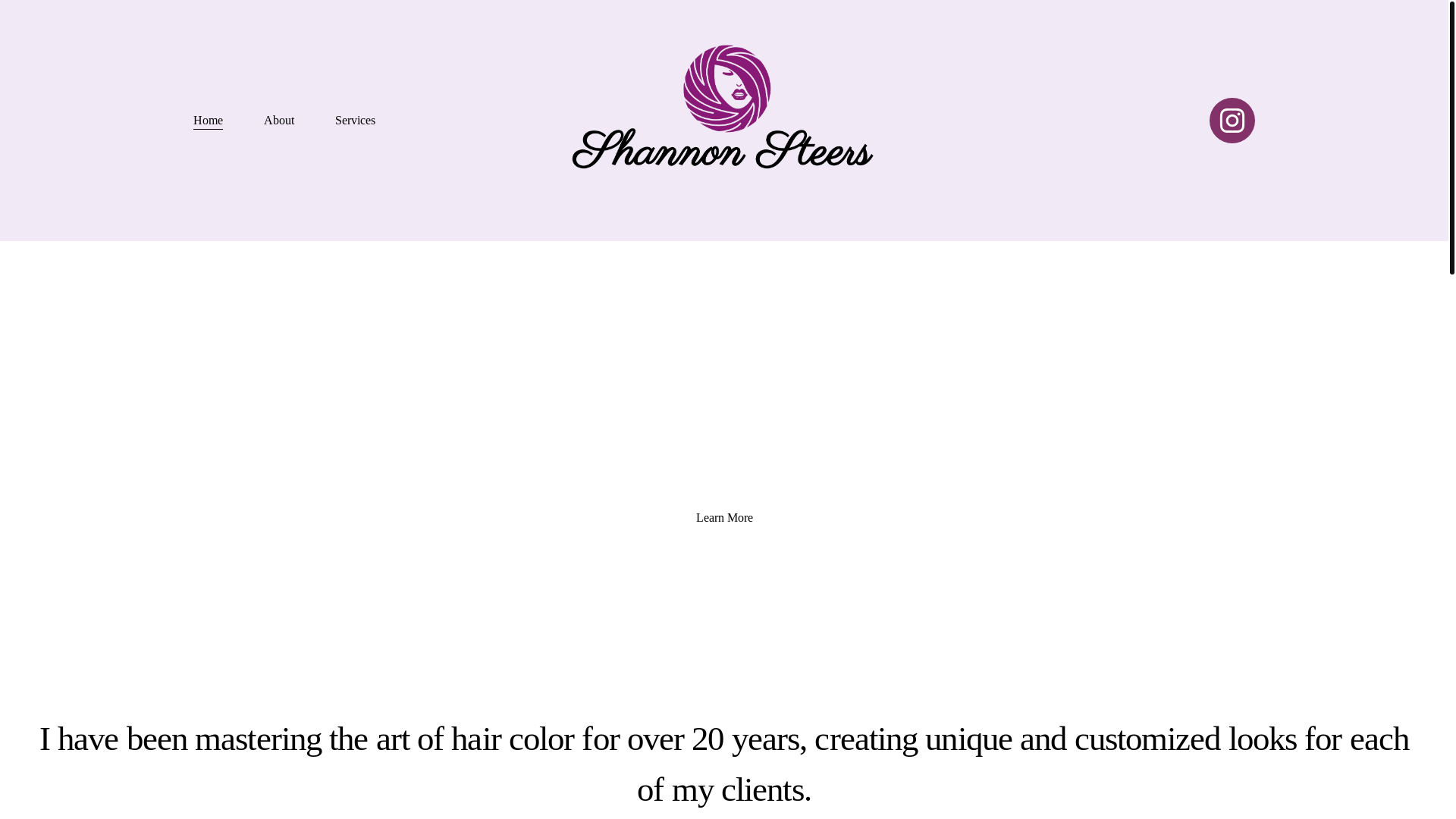 website screenshot of https://shannonsteers.com/
