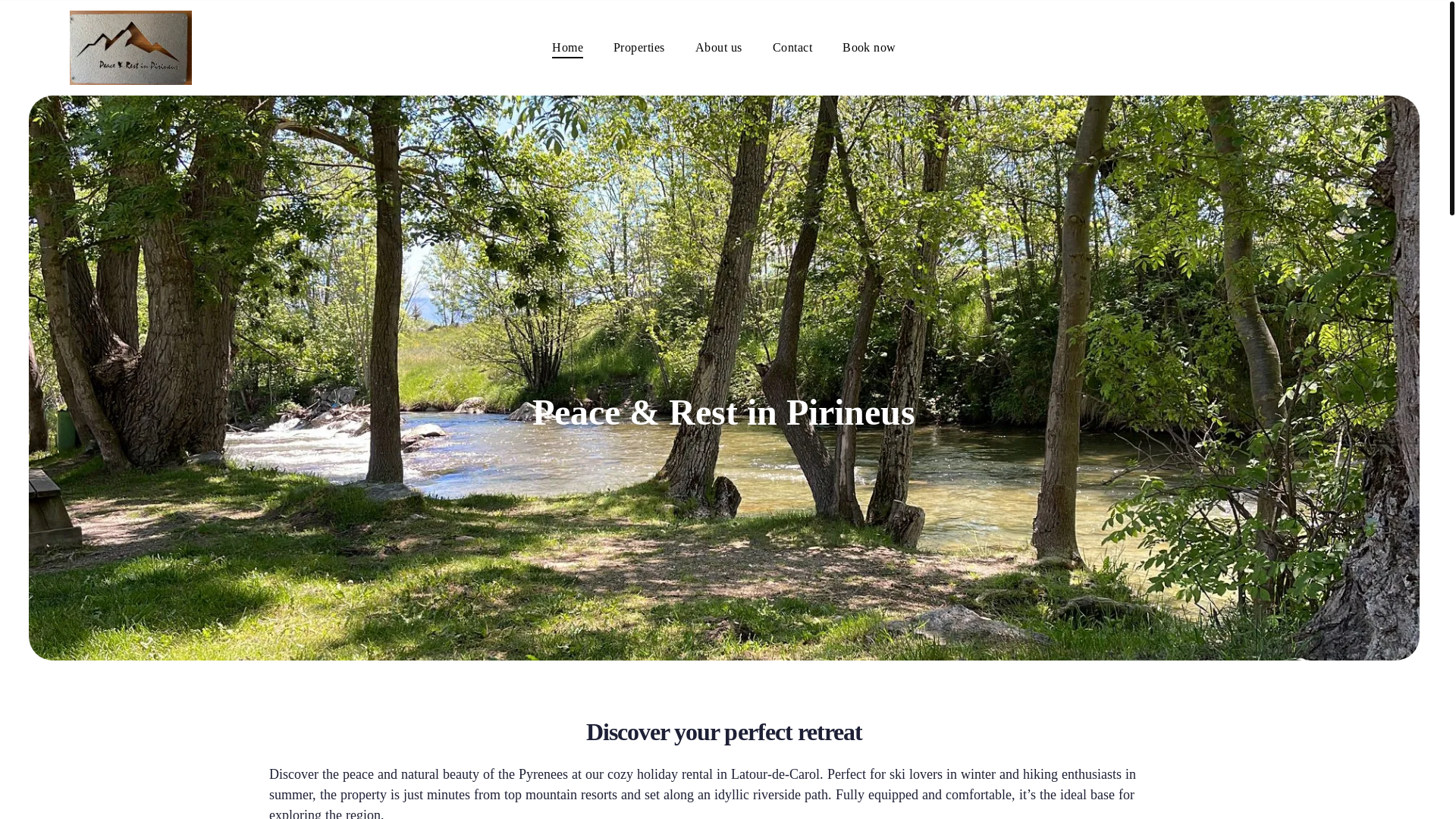 website screenshot of https://peaceandrestpirineus.com/
