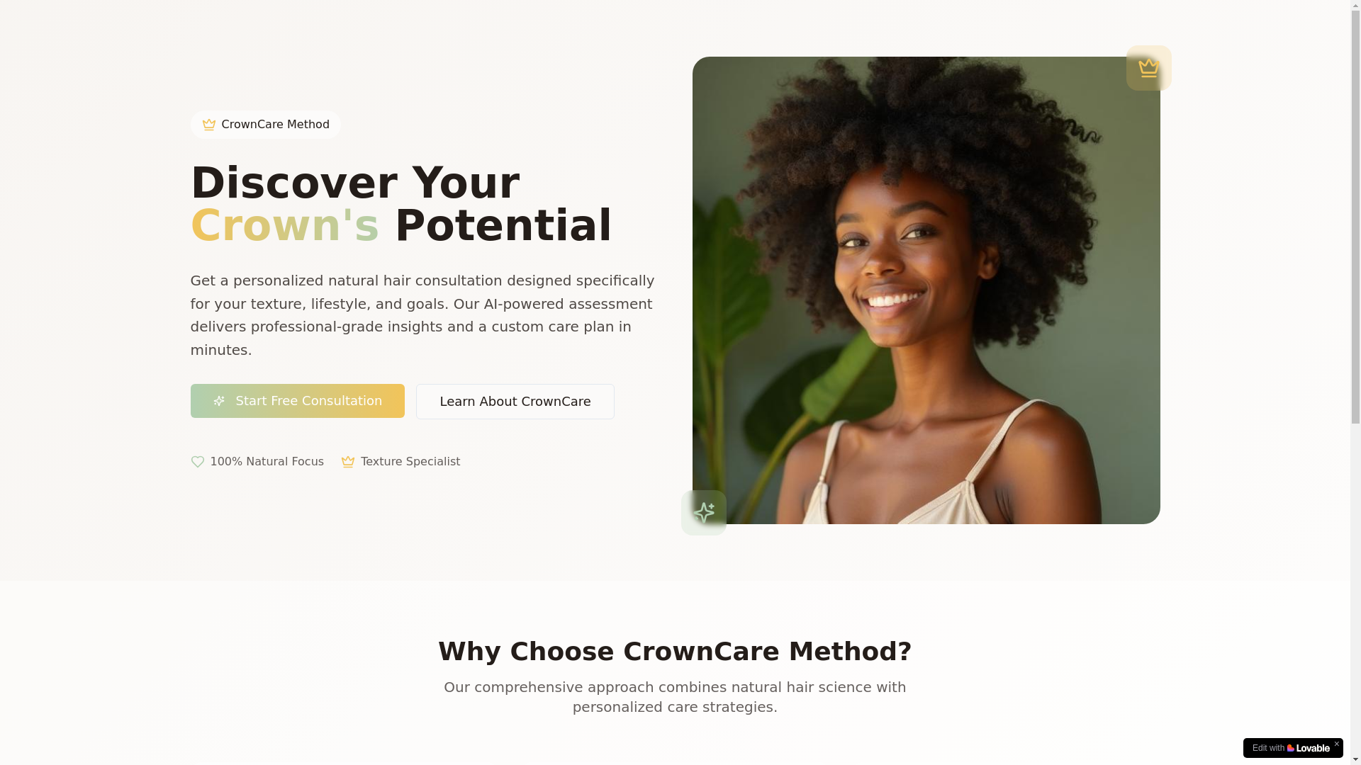website screenshot of https://crown-care-ai.com/