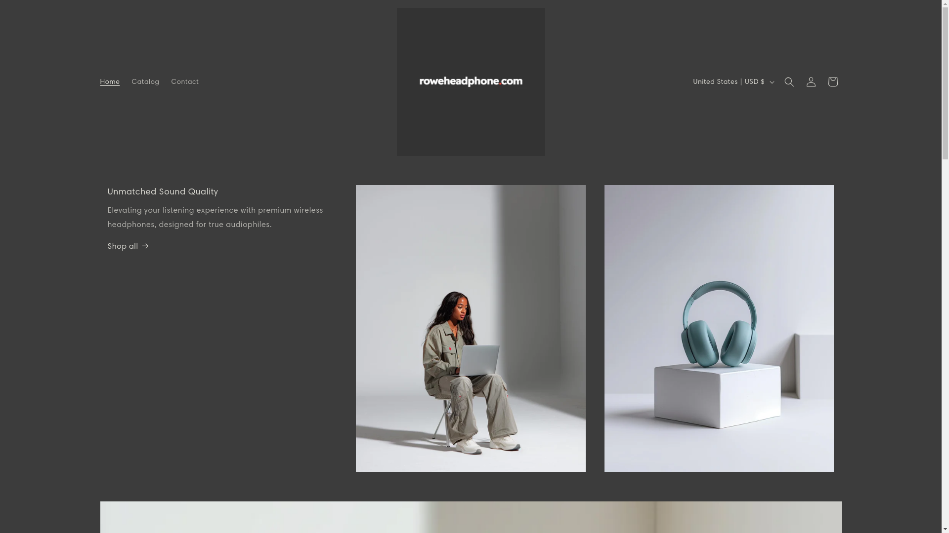 website screenshot of https://roweheadphone.shop/