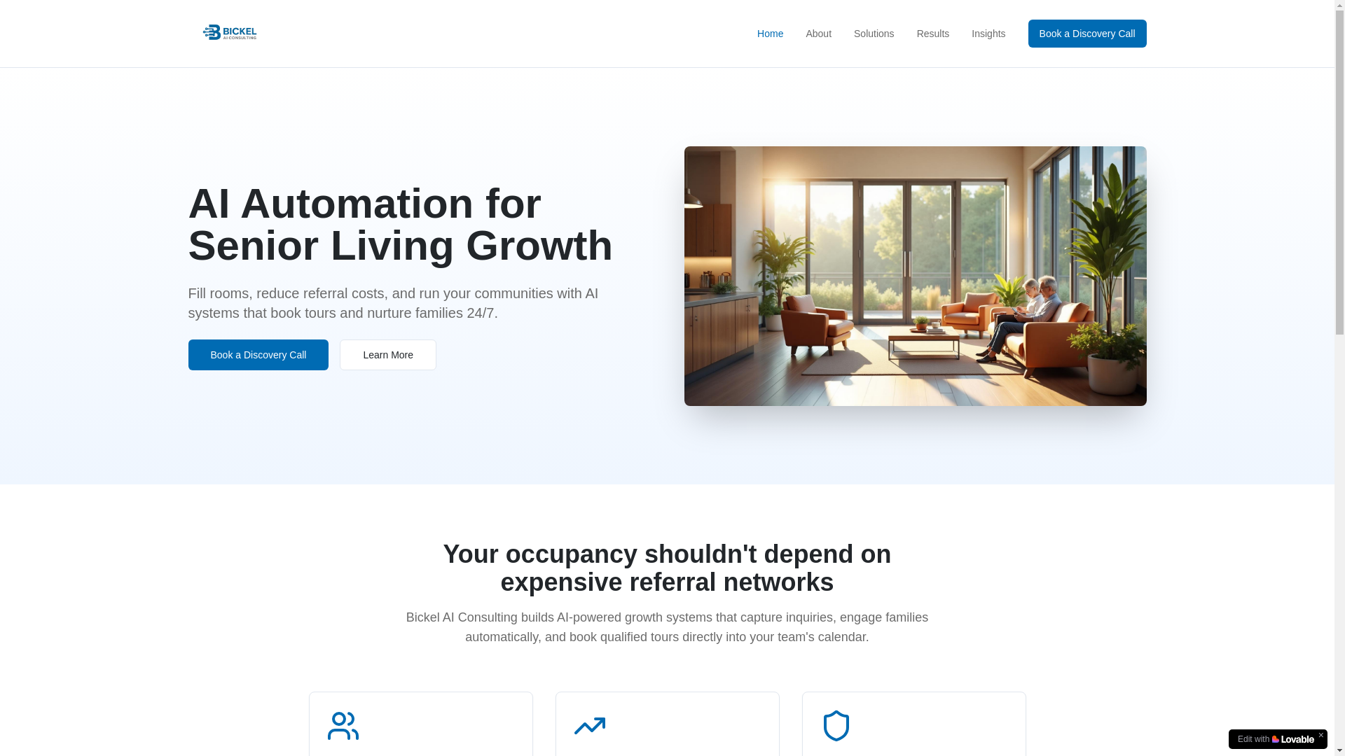 website screenshot of https://bickelaiconsulting.com/