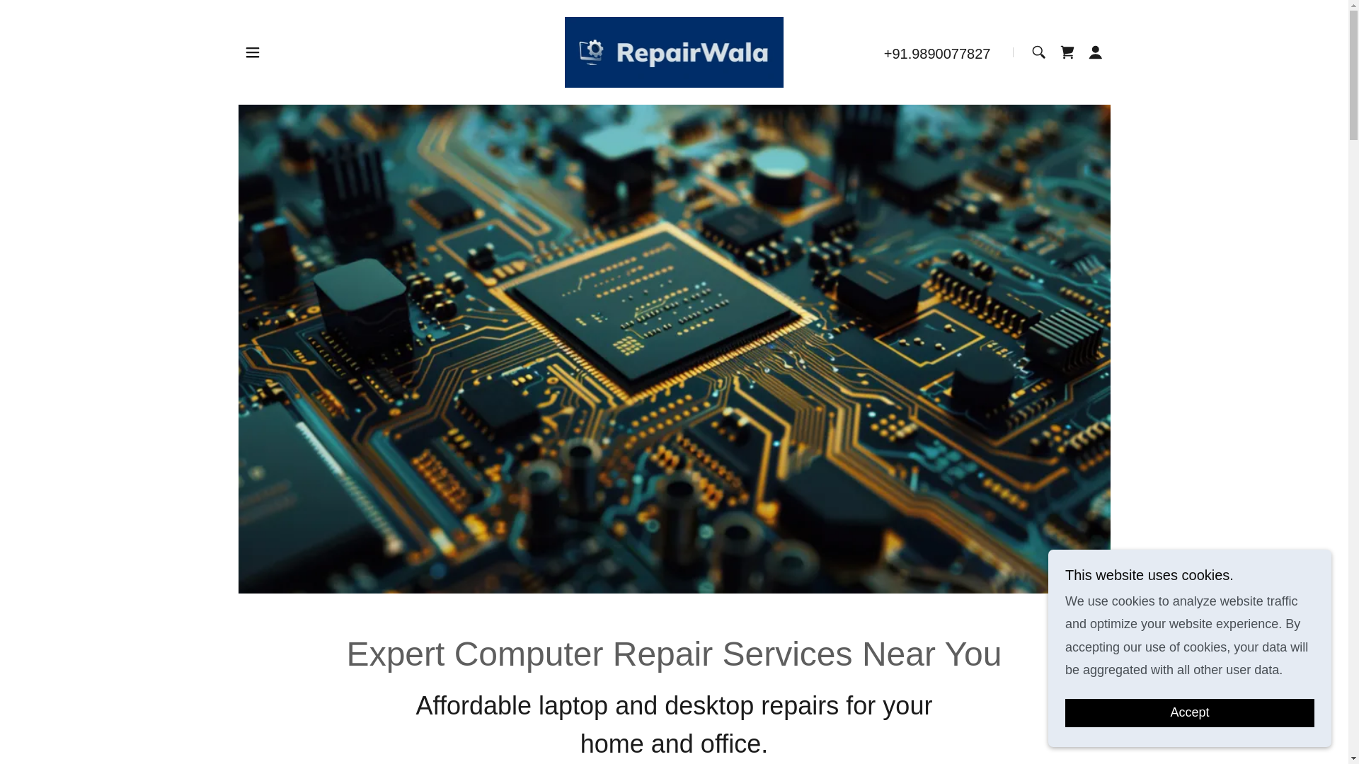 website screenshot of https://repairwala.services/