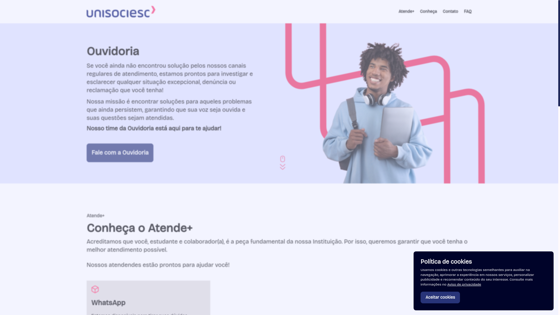 website screenshot of https://ouvidoria-unisociesc.pages.dev/