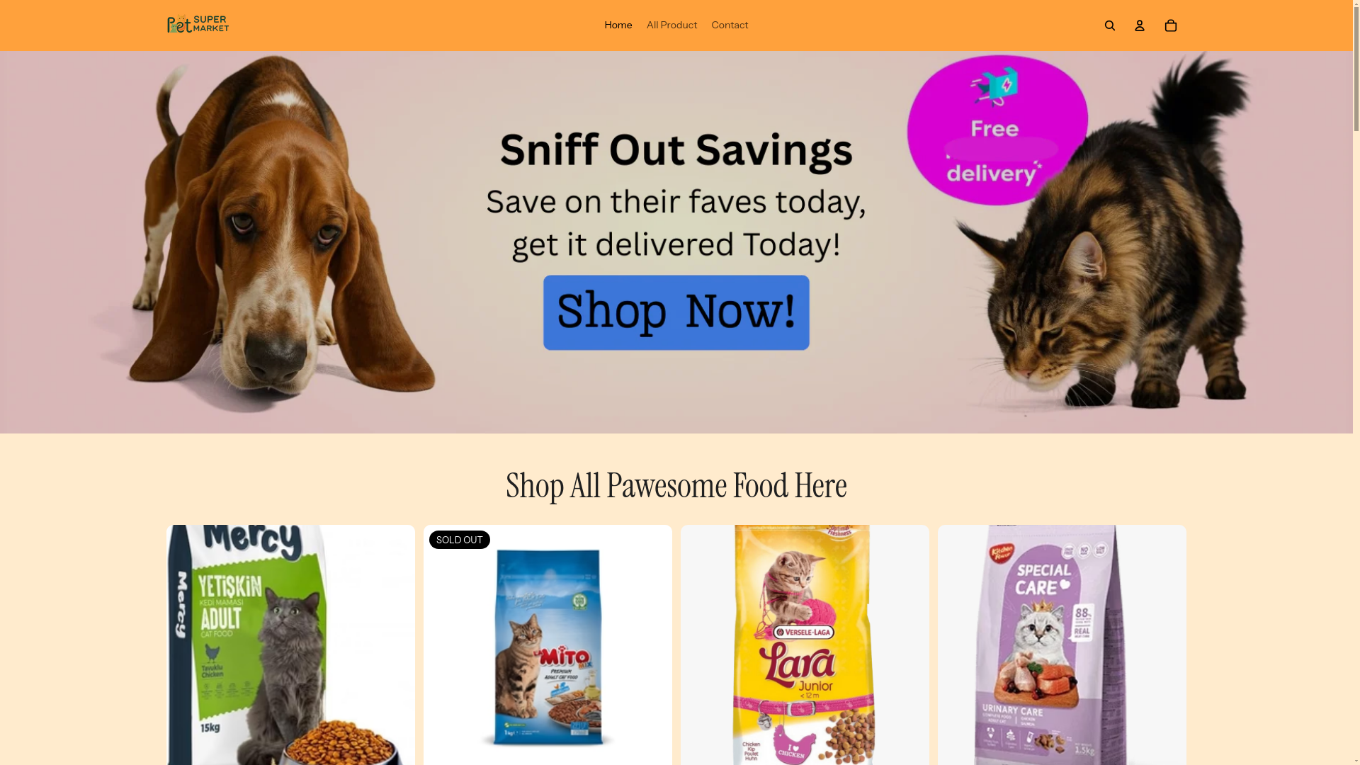 website screenshot of https://petsupermarketbd.com/