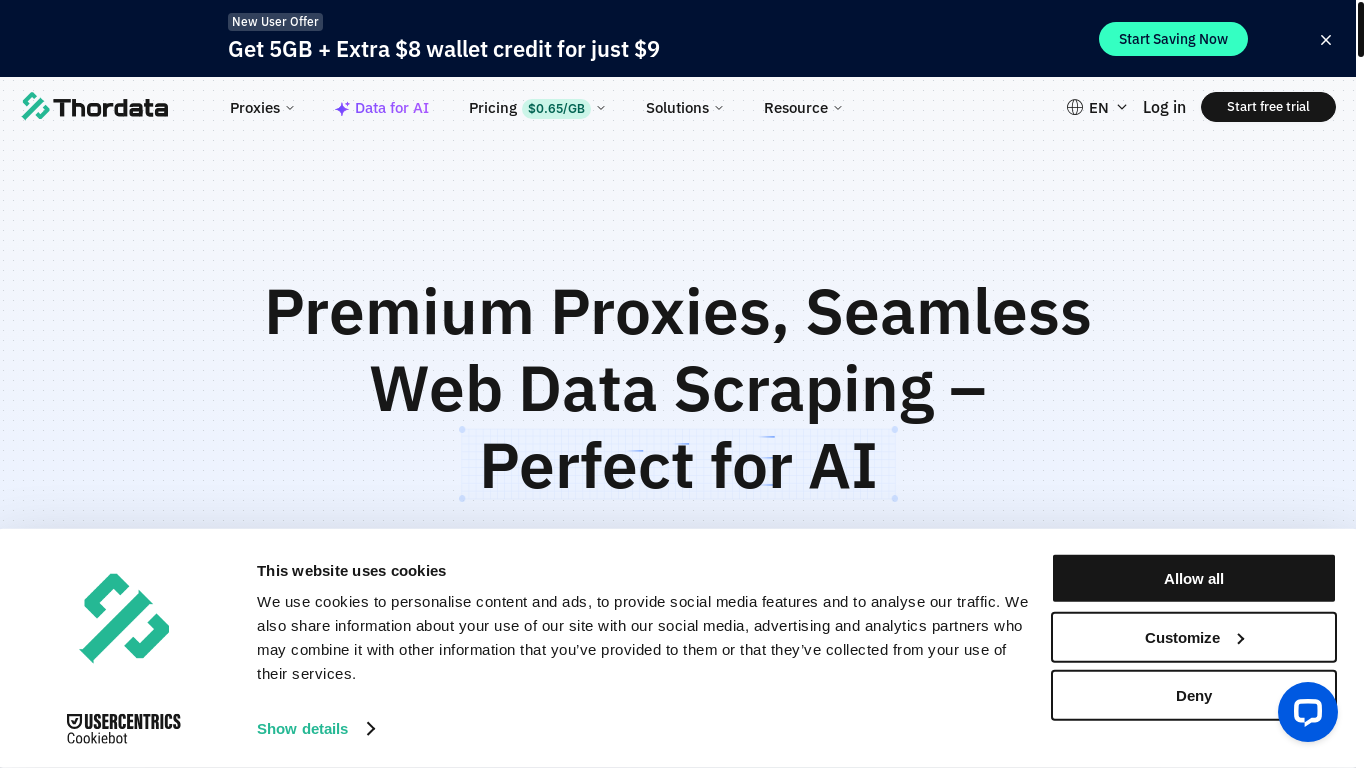 website screenshot of https://www.thordata.com/