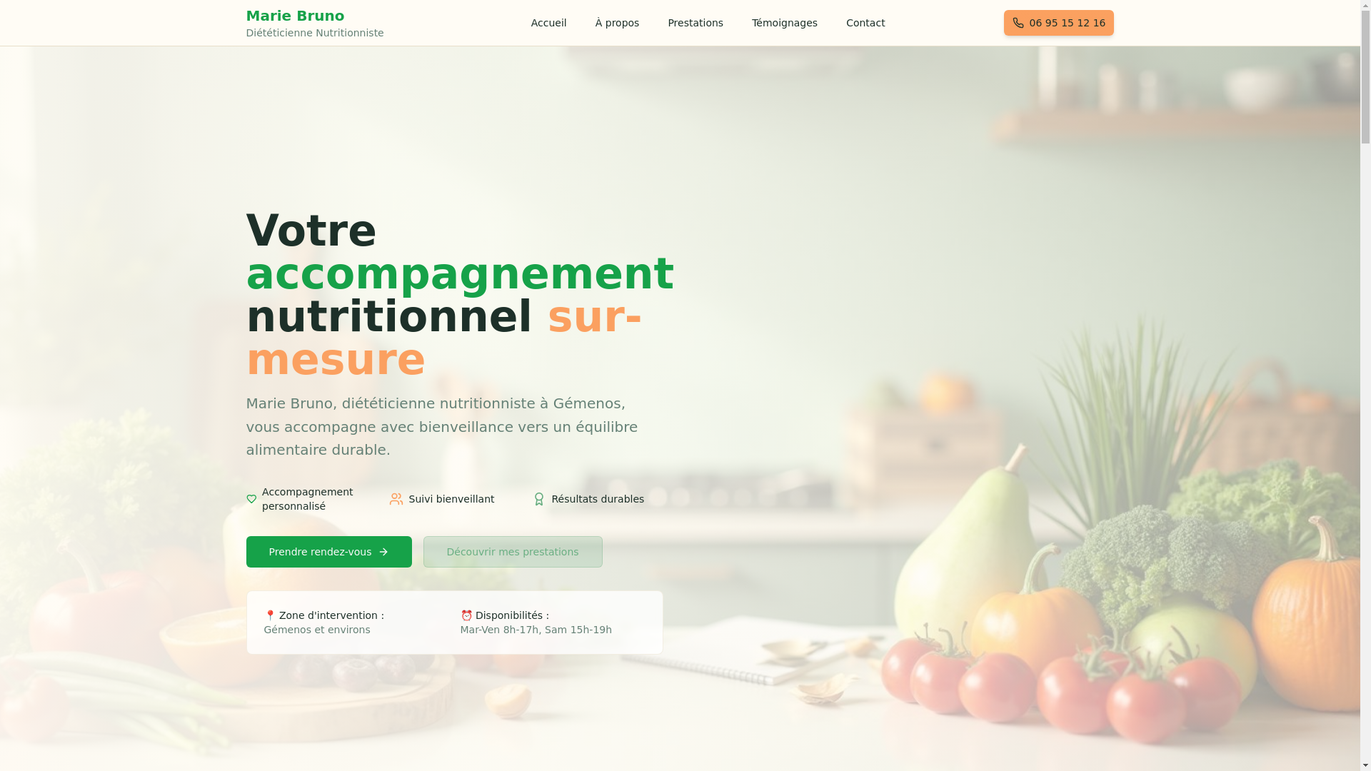 website screenshot of https://mariebruno.pro/