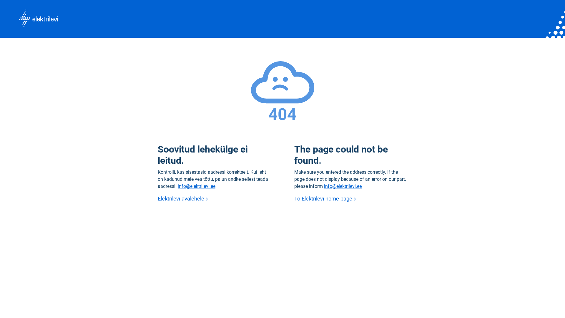 website screenshot of https://elektrilevi-events.pages.dev/