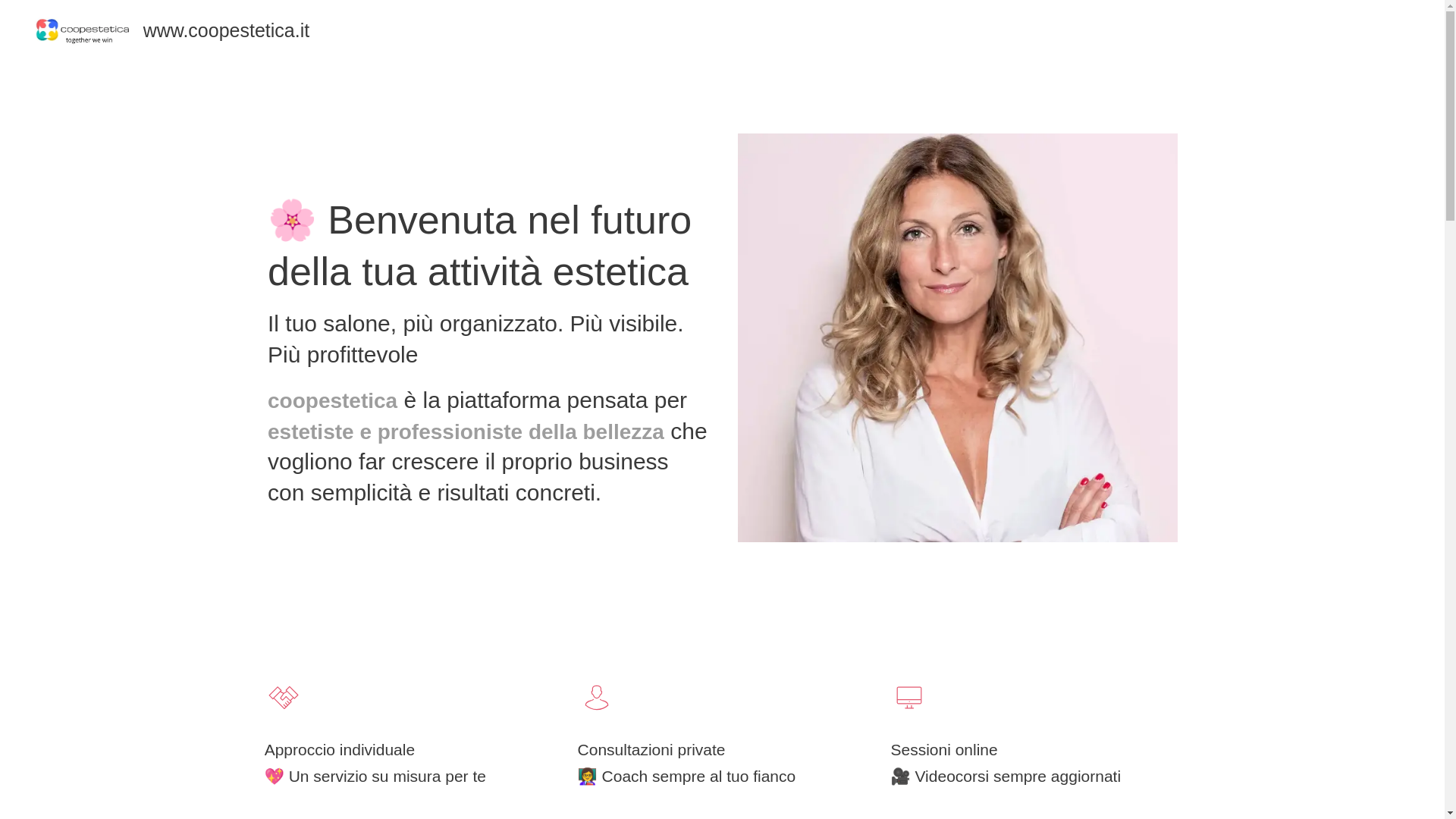 website screenshot of https://coopestetica.it/