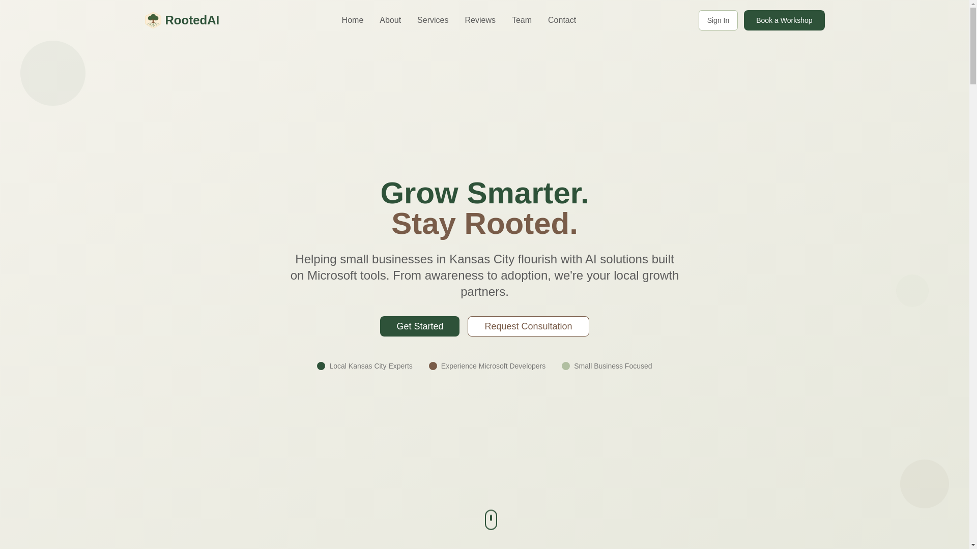 website screenshot of https://rootedai.tech/
