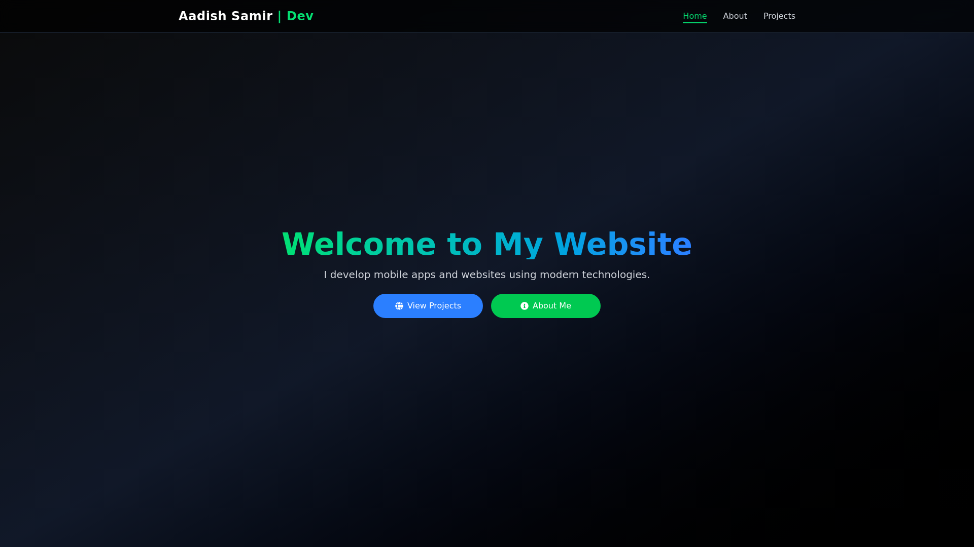 website screenshot of https://aadish.dev/