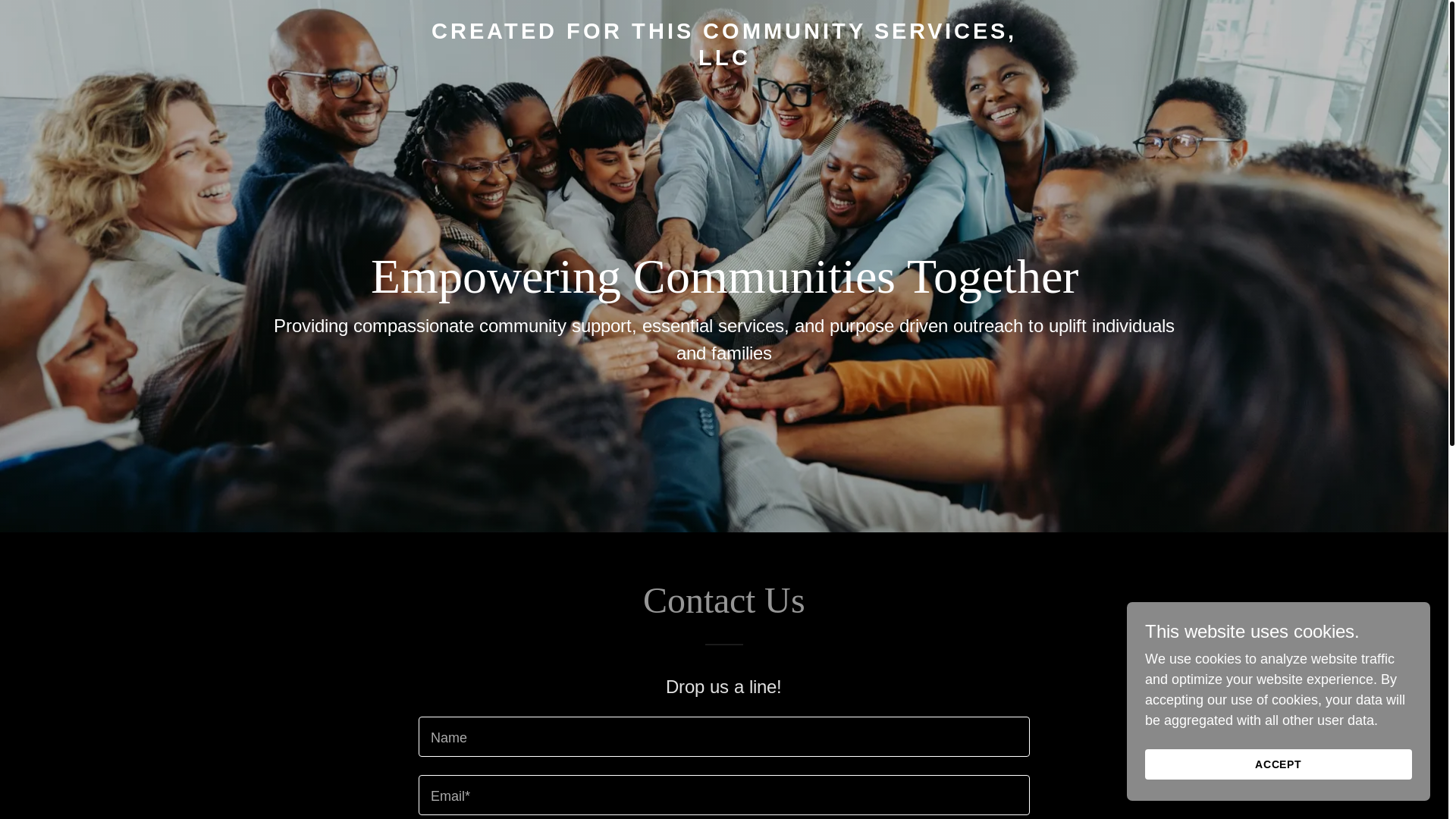 website screenshot of https://createdforthiscommunityservices.com/
