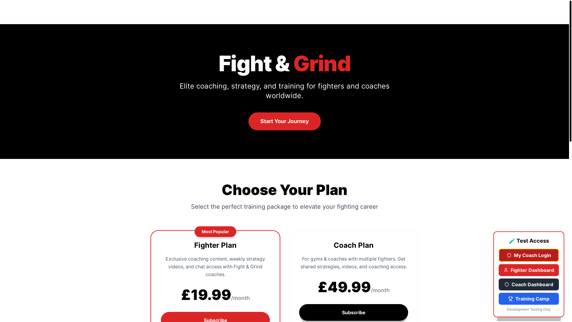 website screenshot of https://fightandgrind.com/