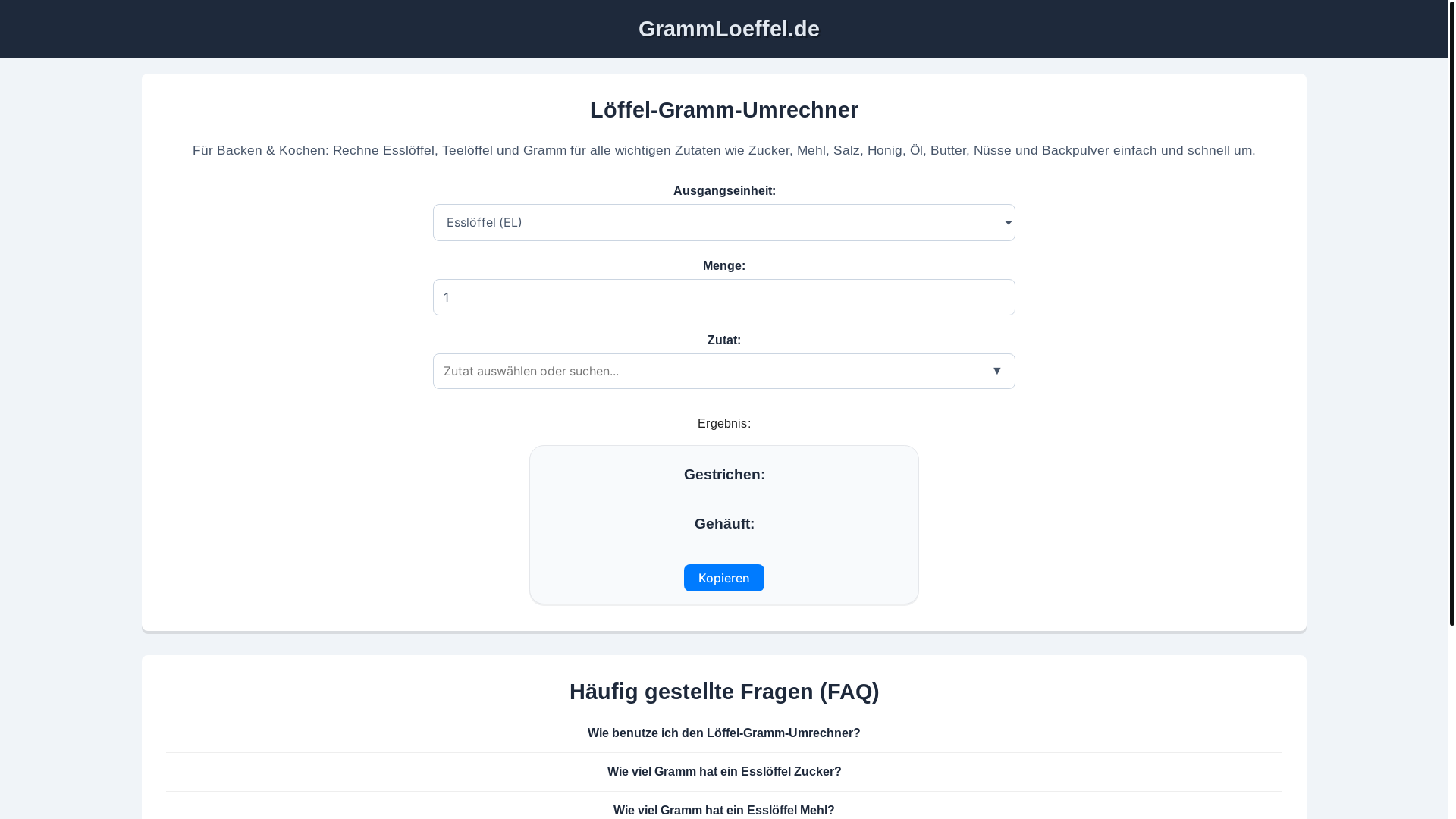 website screenshot of https://grammloeffel.de/
