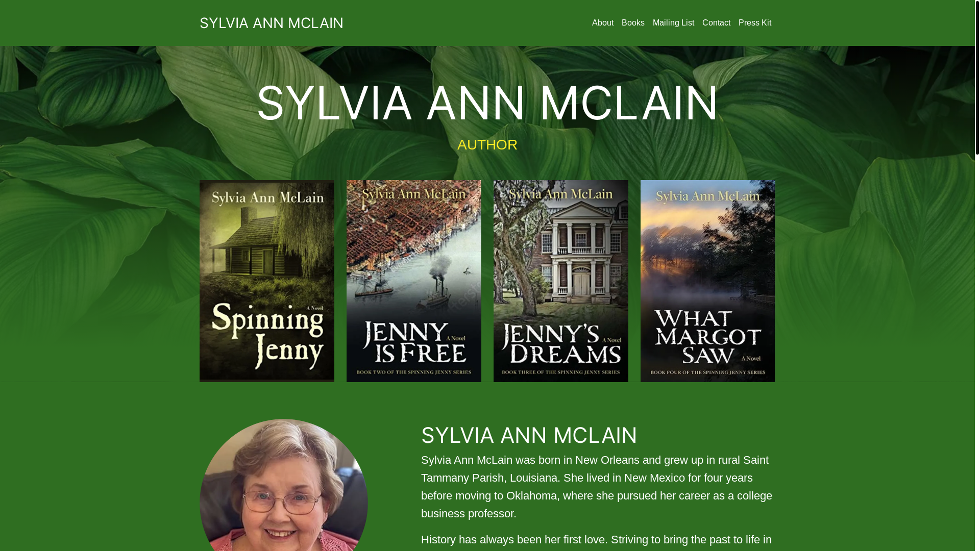 website screenshot of https://sylviaannmclain.com/