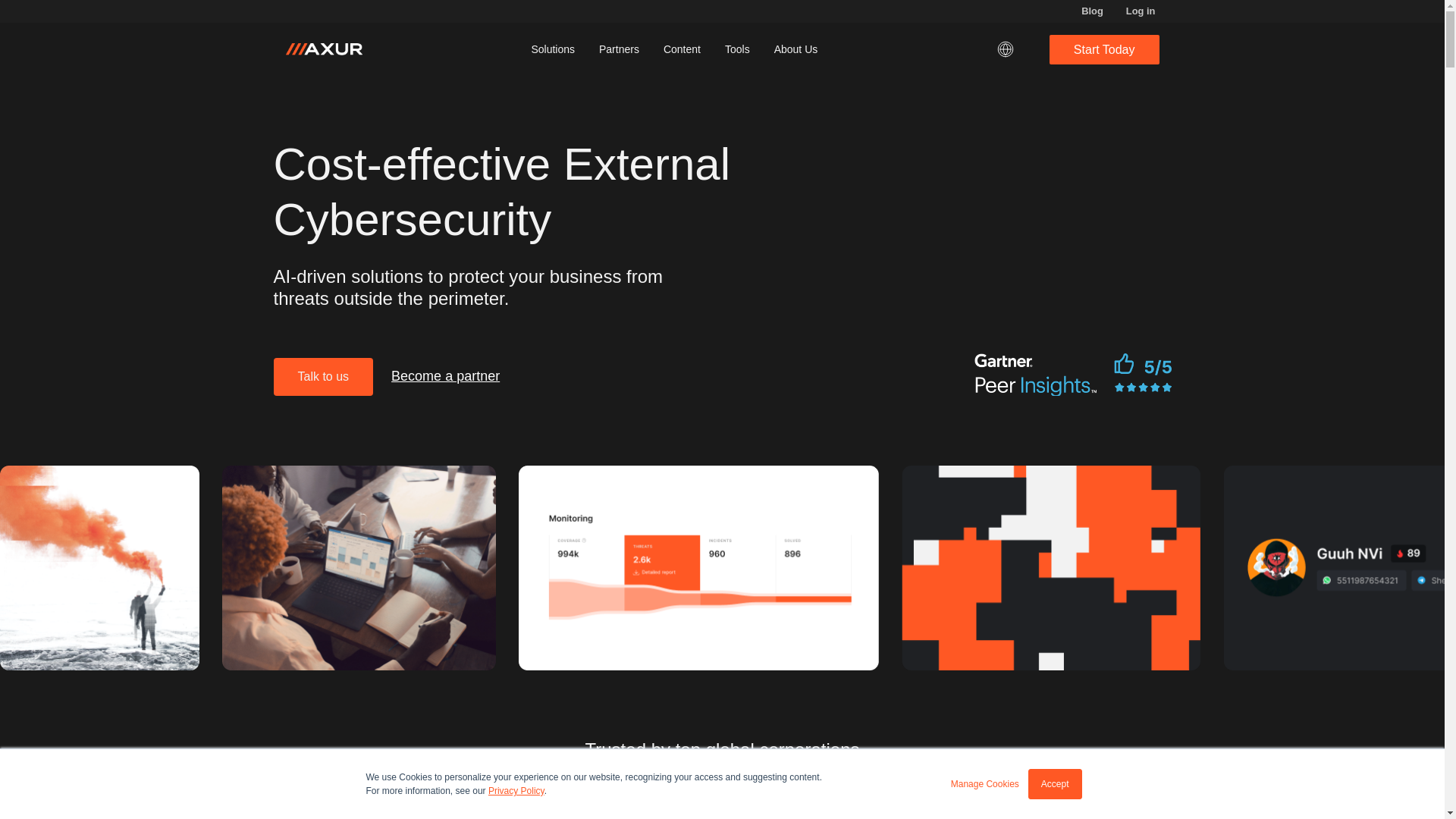 website screenshot of https://axur.com