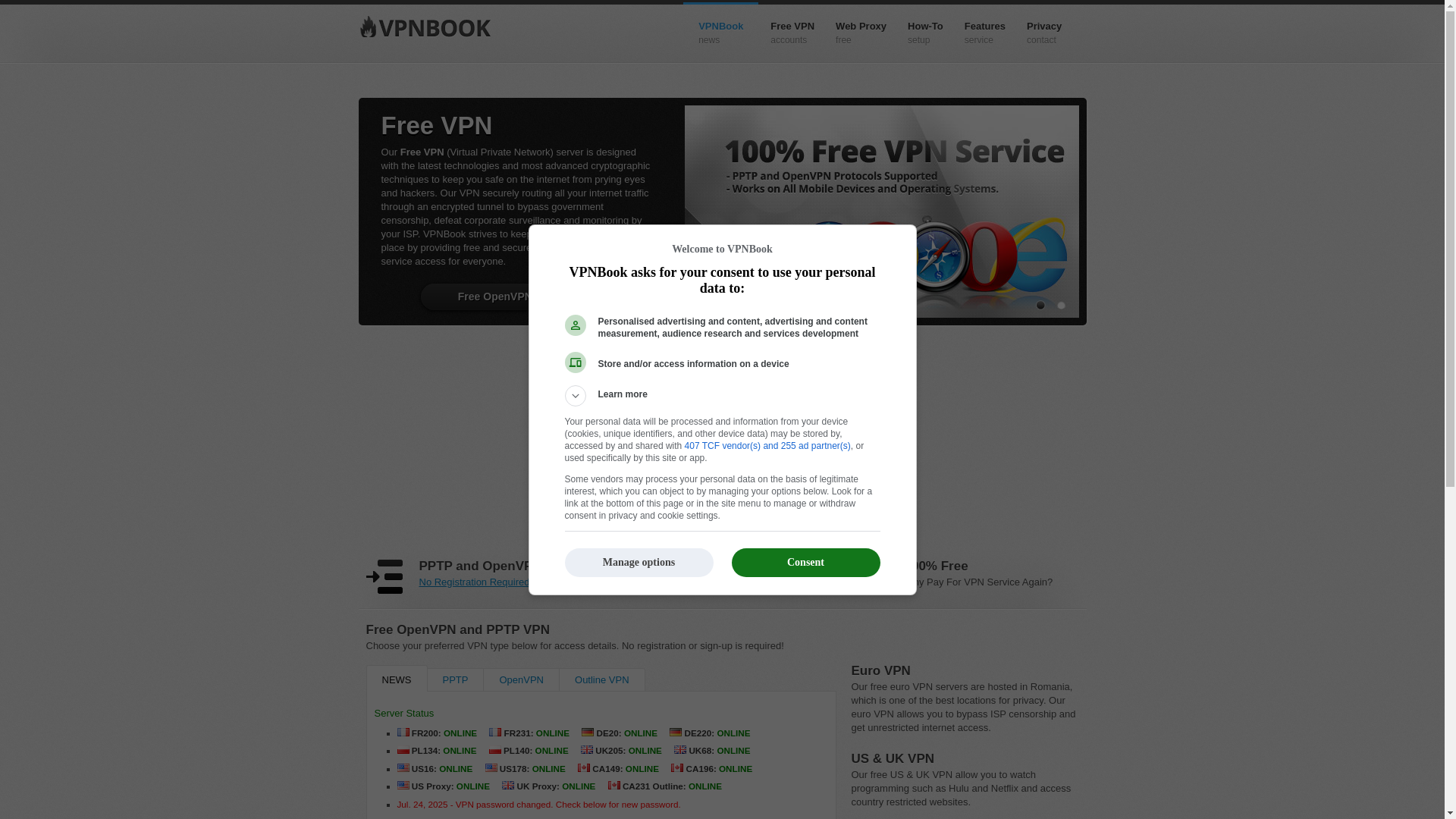 website screenshot of https://www.vpnbook.com/