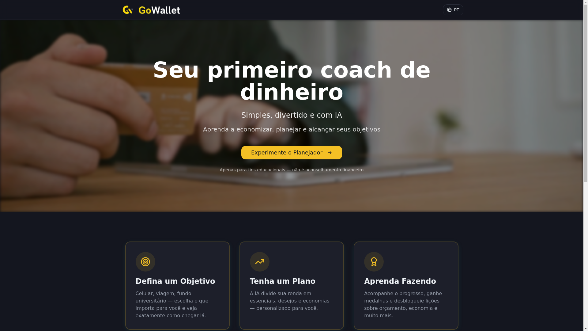 website screenshot of https://gowalletai.com/