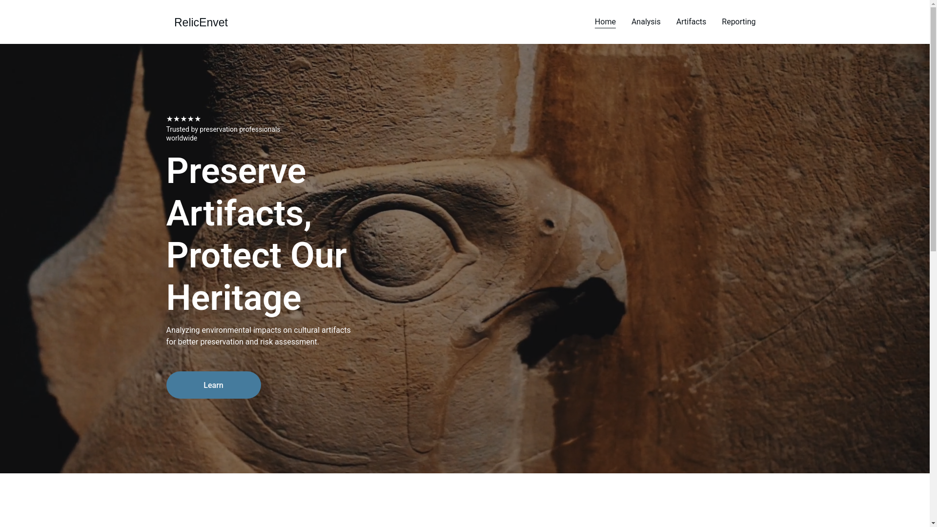 website screenshot of https://relicenvet.world/