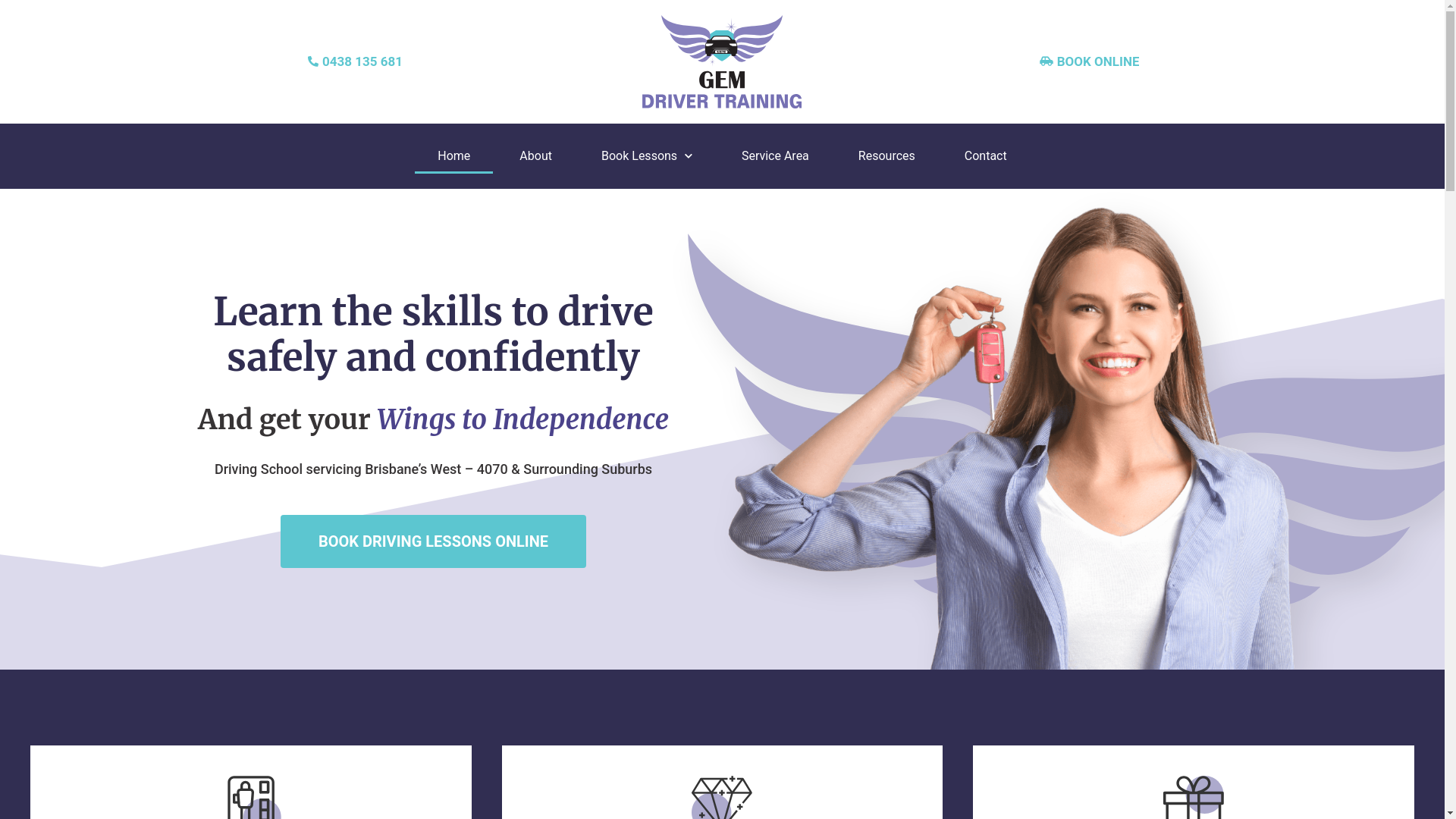 website screenshot of https://gemdrivertraining.online/