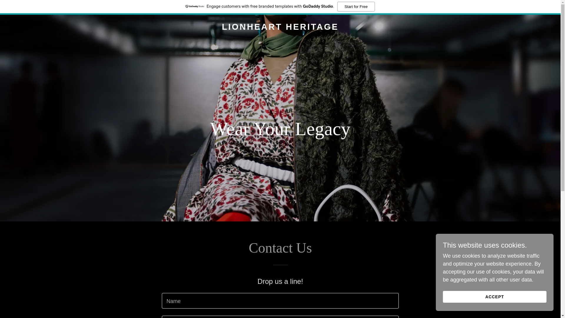 website screenshot of https://lionheartheritage.com/