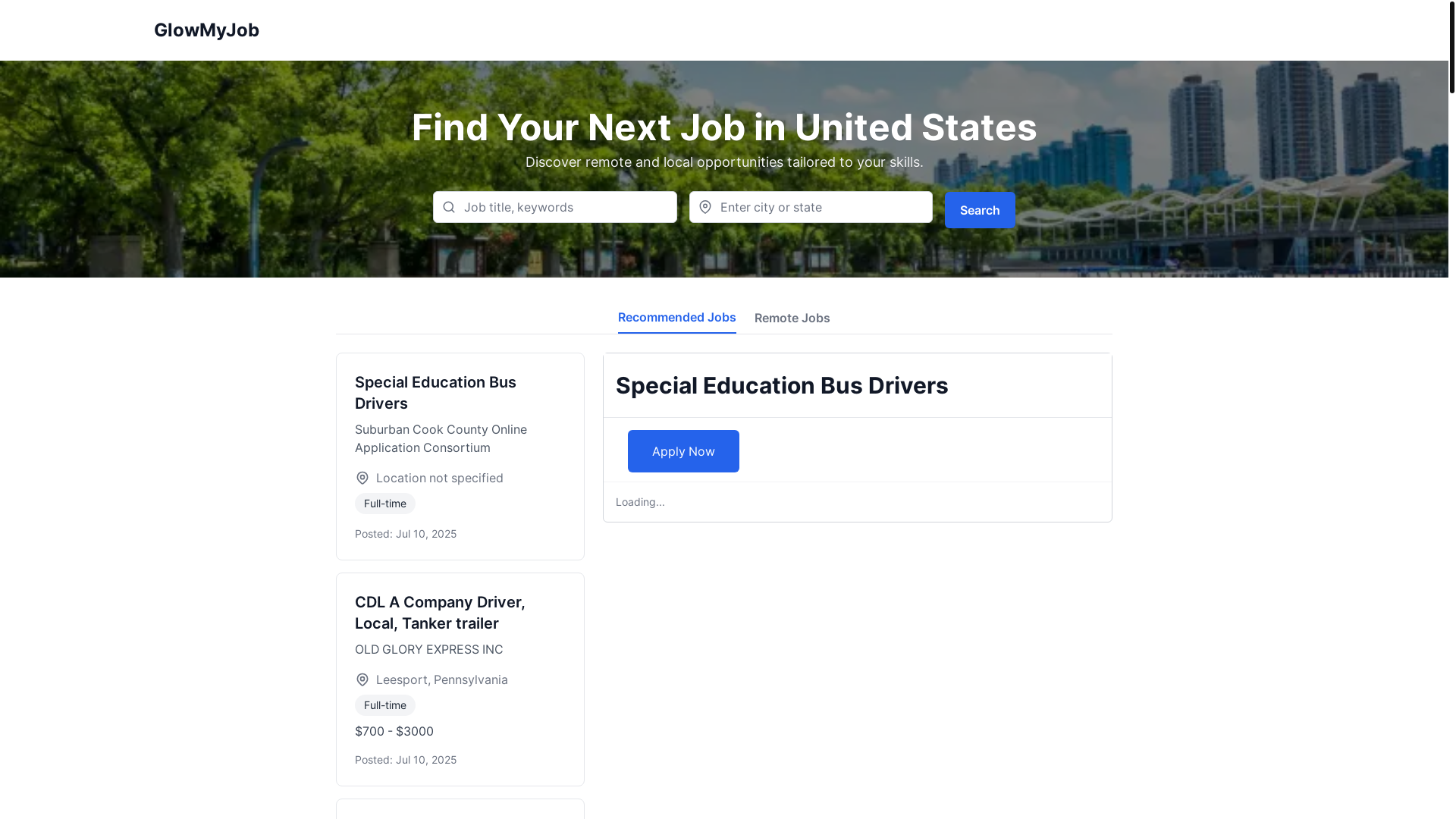 website screenshot of https://glowmyjob.com/