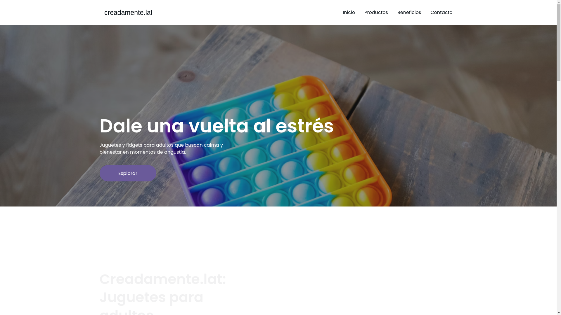 website screenshot of https://creadamente.lat/