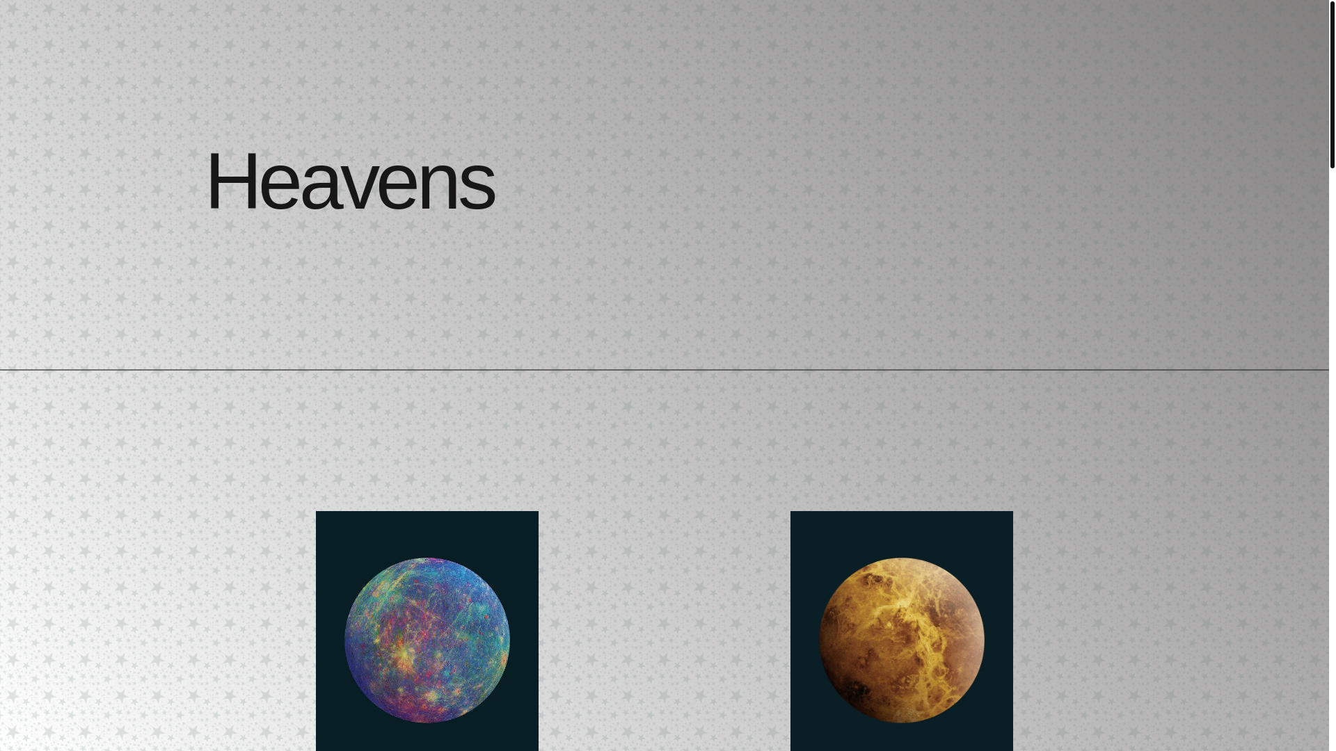website screenshot of https://heavens.page/