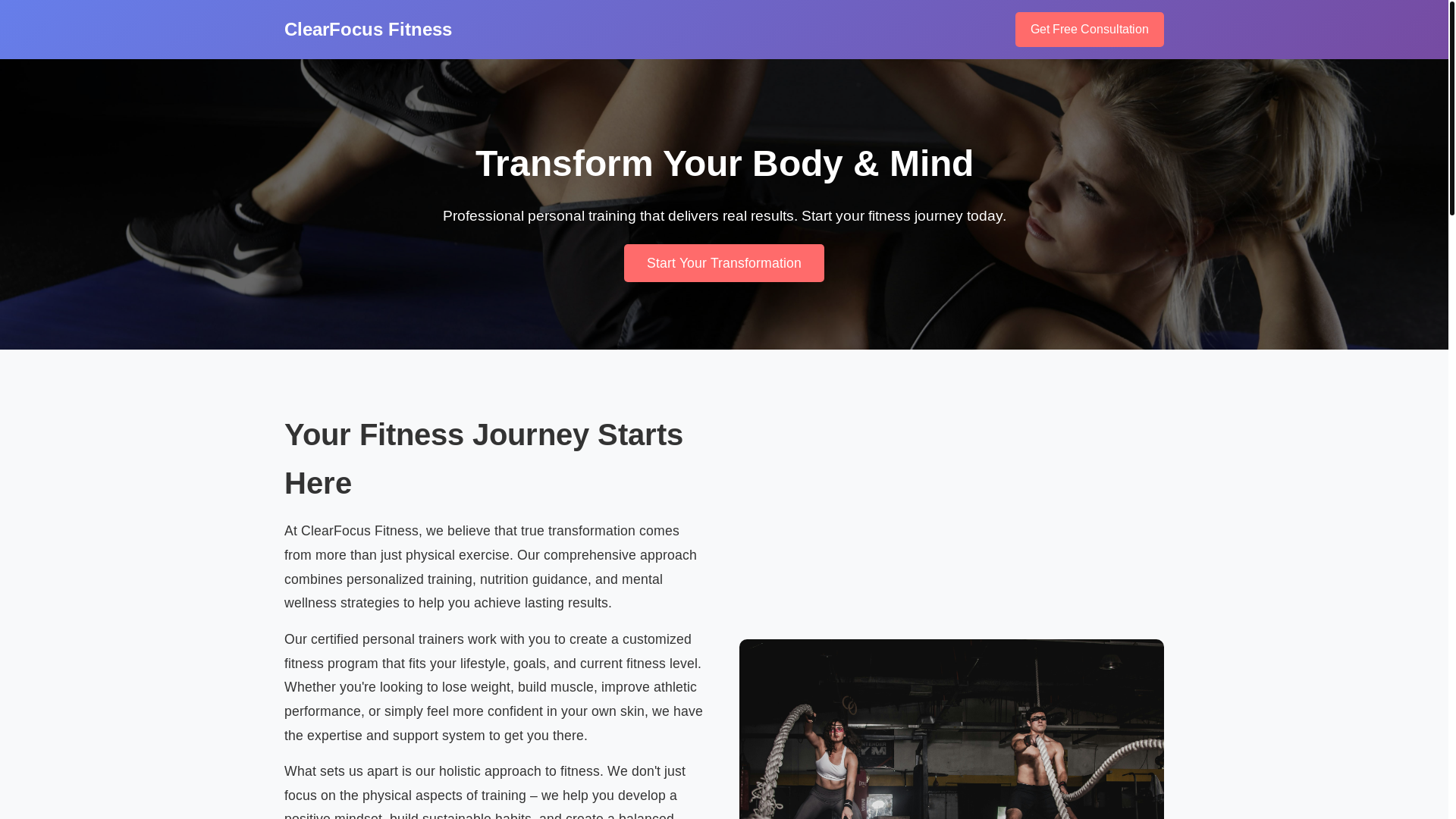 website screenshot of https://clearfocusfitness.run/